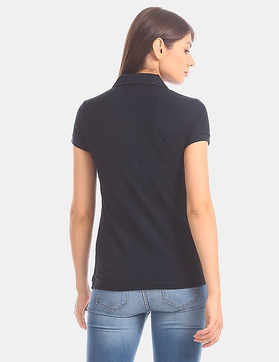 U.S. Polo Assn. Women Solid Cotton Pique Polo Shirt