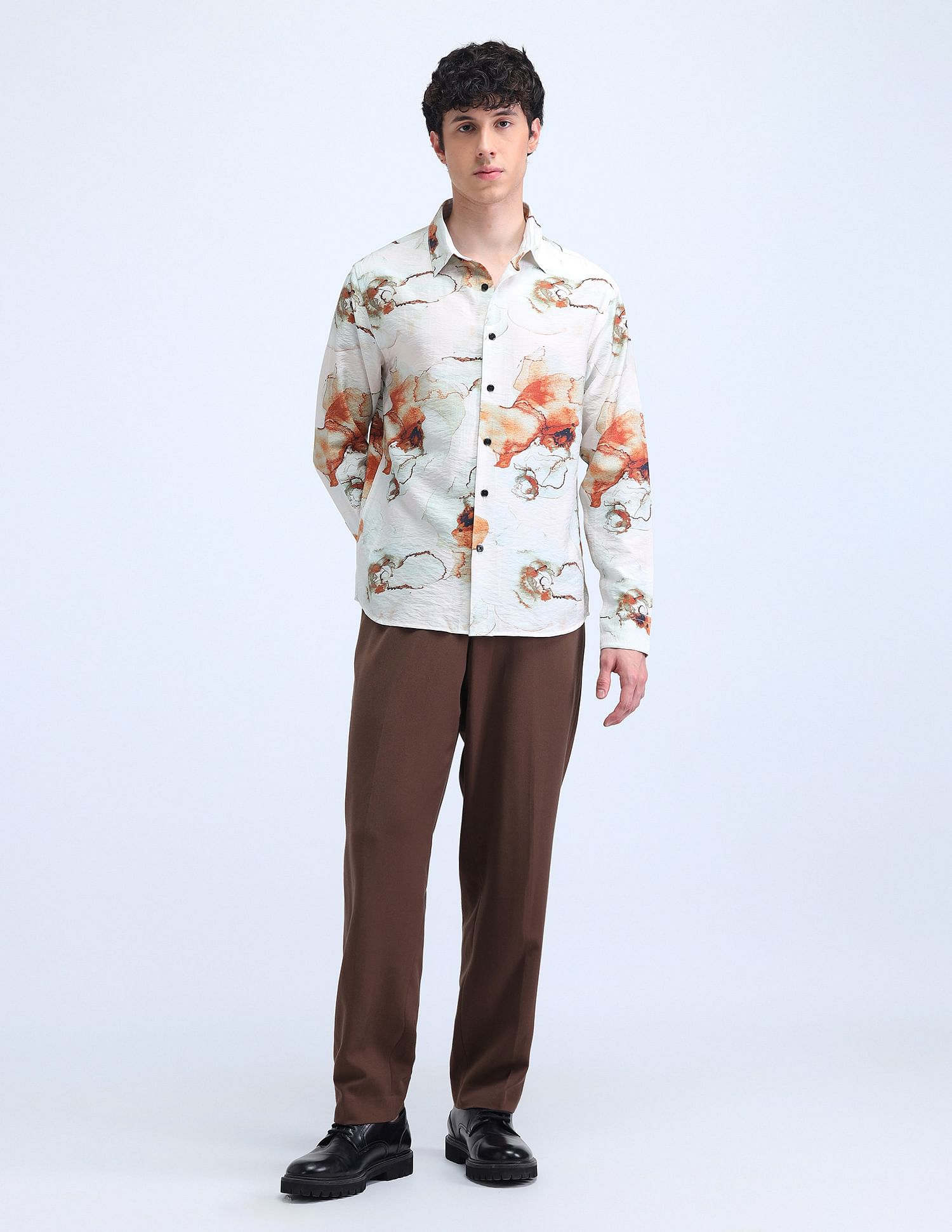 Flying Machine Floral Pattern Regular Shirt
