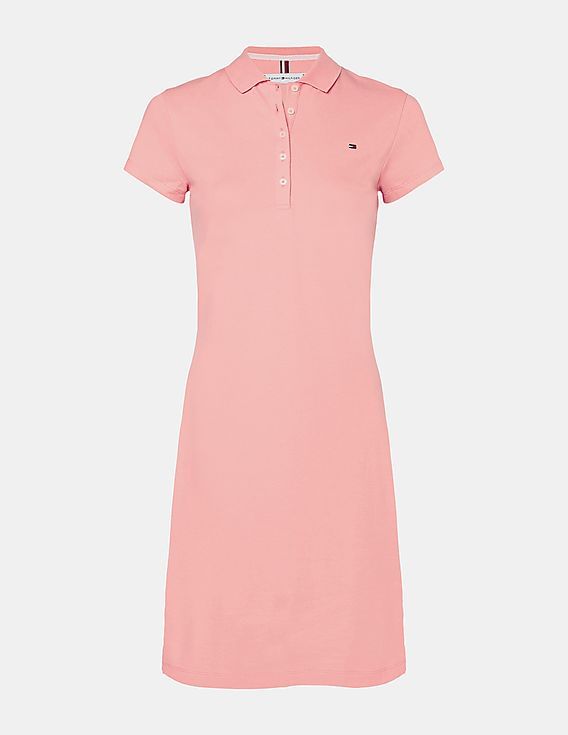 Buy Tommy Hilfiger Women Light Pink Slim Fit Solid Polo Dress