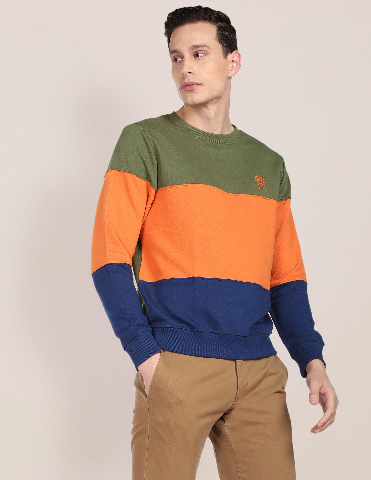 Colour block crew neck sweatshirt sale