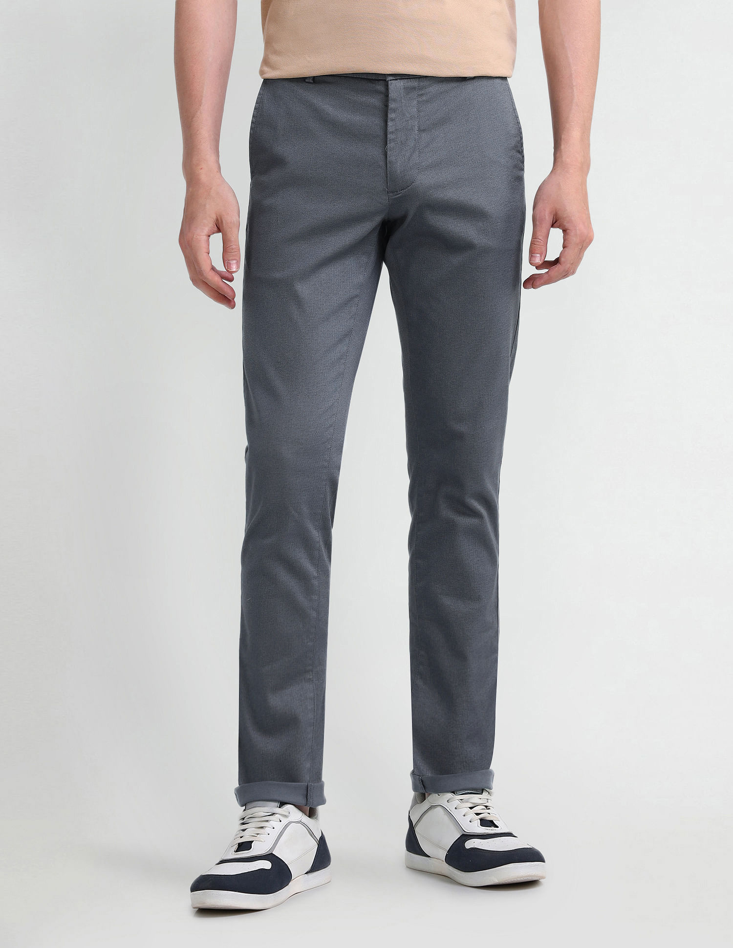 Arrow Sport Slim Mid Rise Printed Trousers