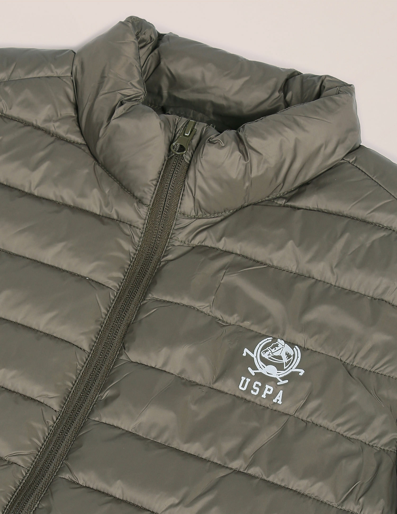 U.S. Polo Assn. High Neck Nylon Solid Puffer Jacket