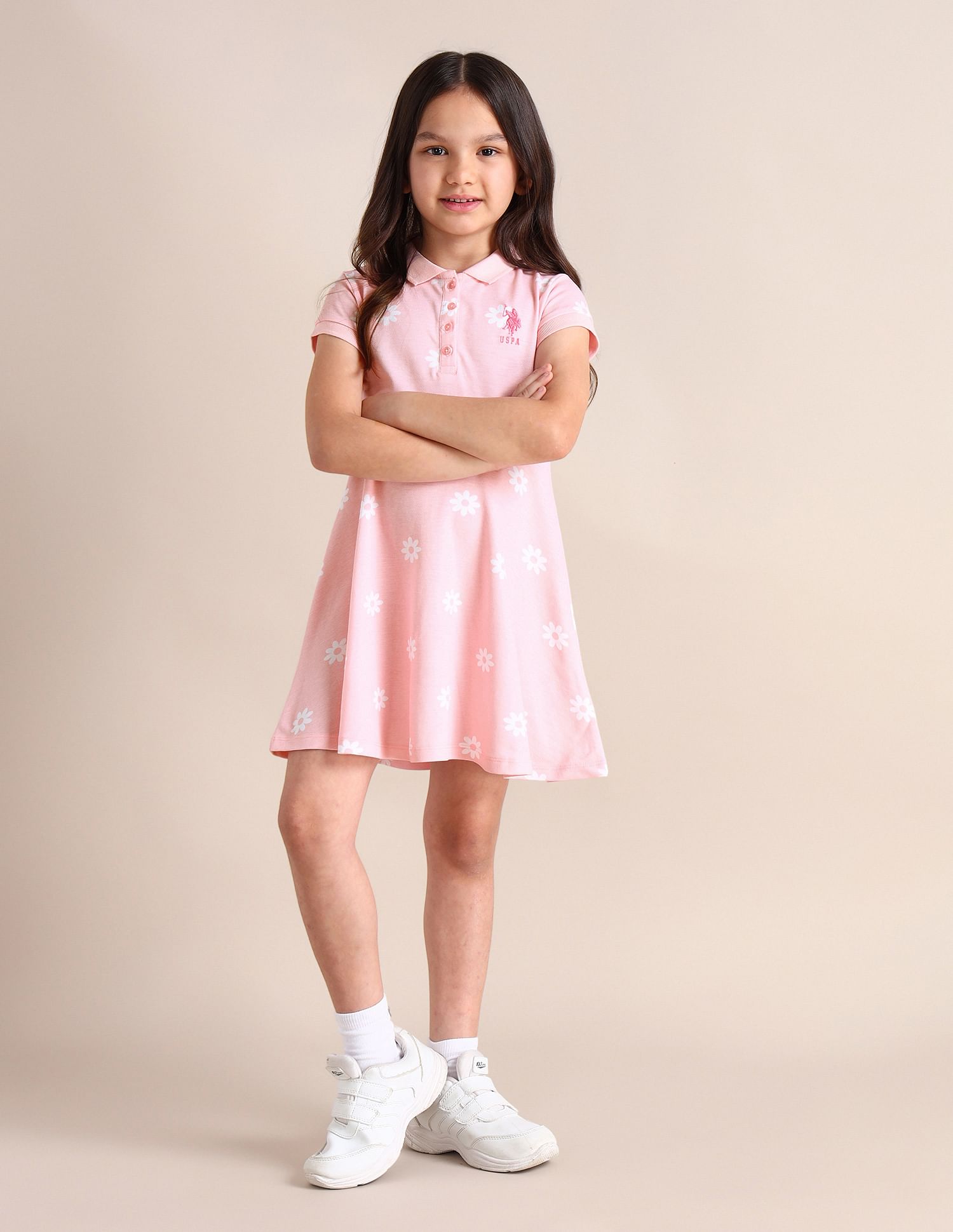 U.S. Polo Assn. Kids Girls Floral A-line Dress
