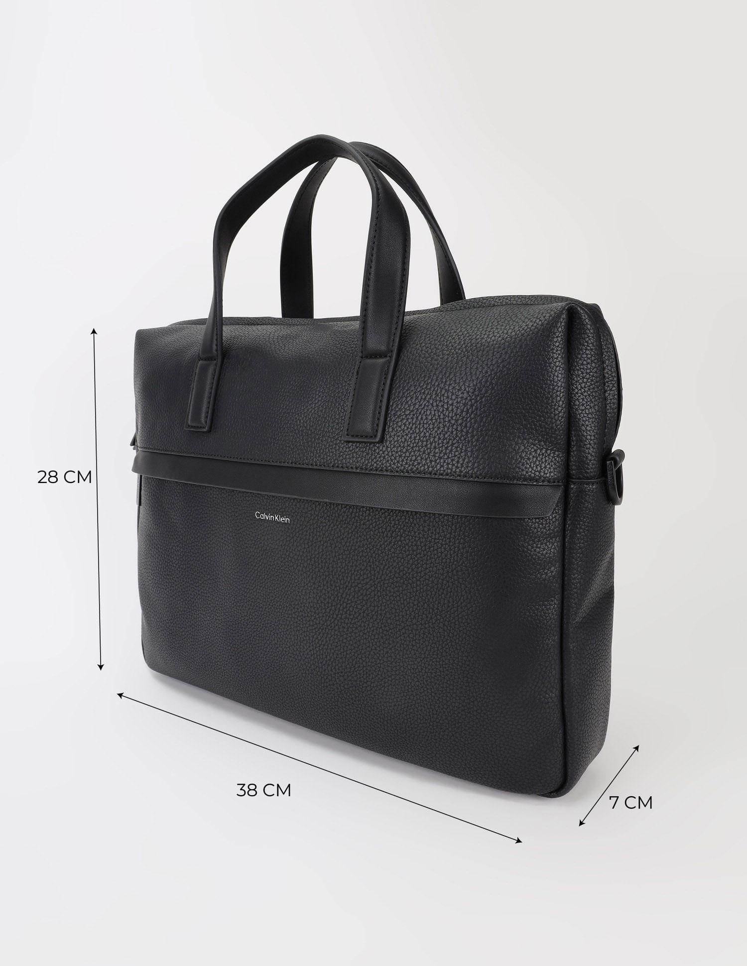 Buy Calvin Klein Solid Black Polyester Laptop Bag