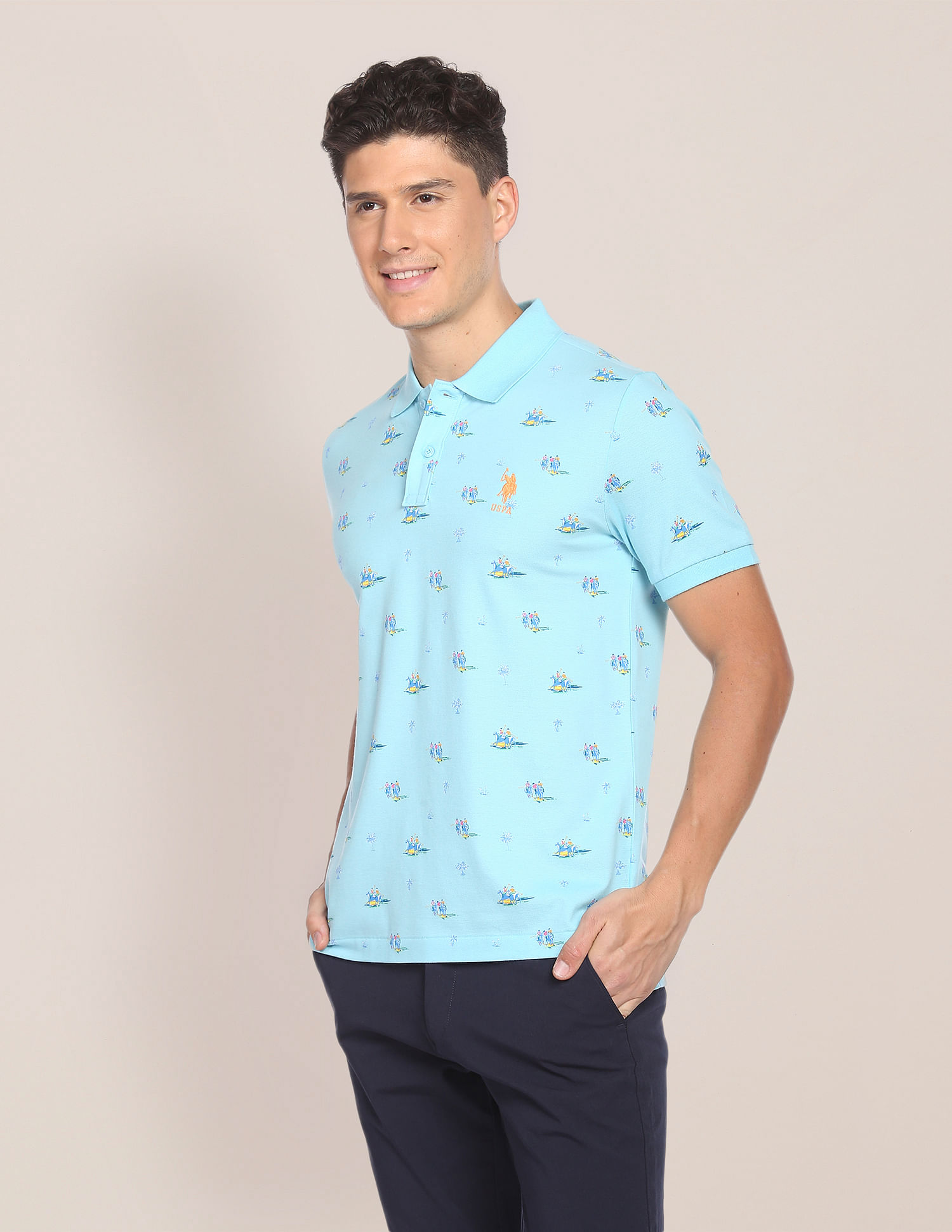 U.S. POLO ASSN. Brand Print Cotton Polo Shirt