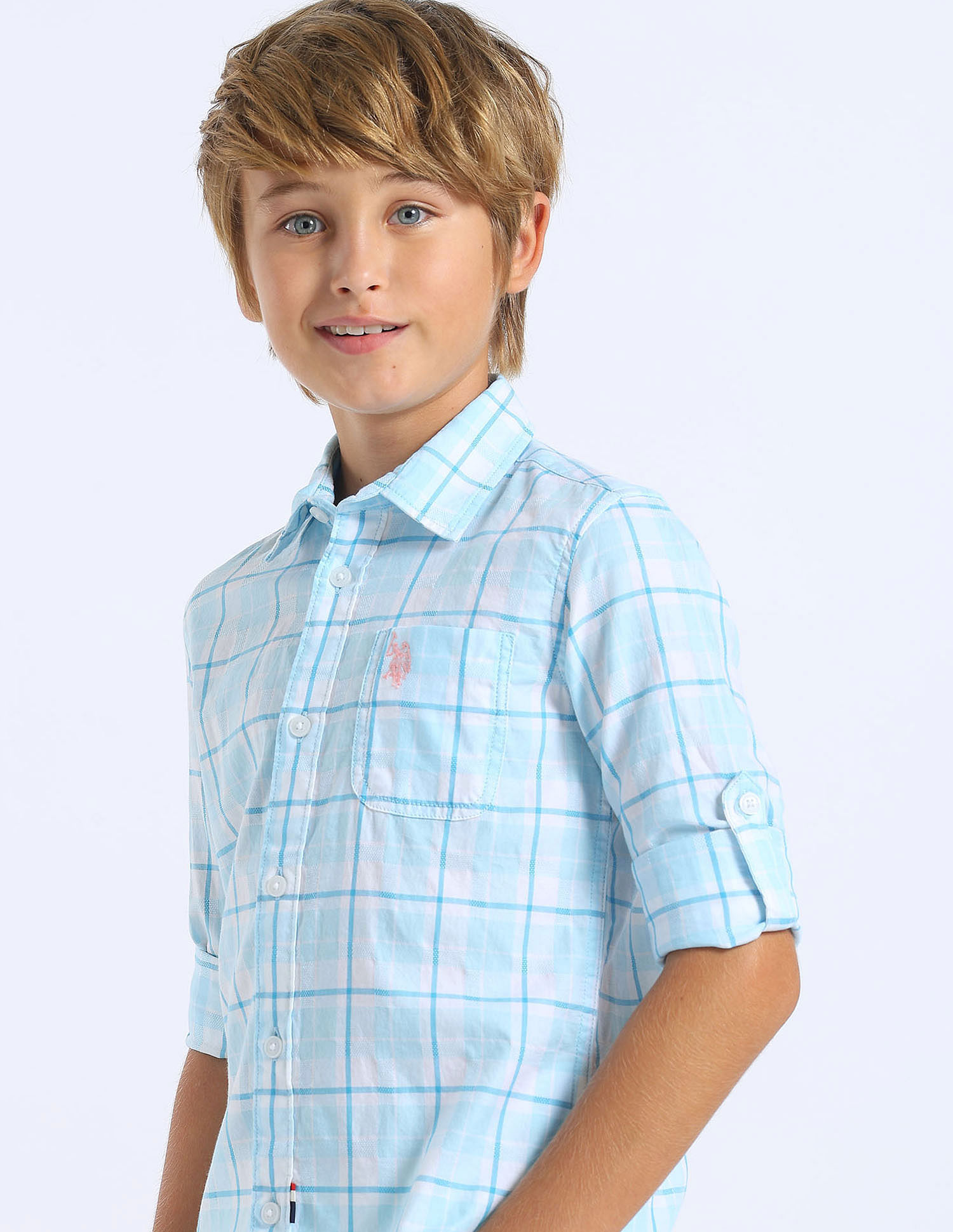 U.S. Polo Assn. Kids Boys Tartan Checked Regular Fit Shirt