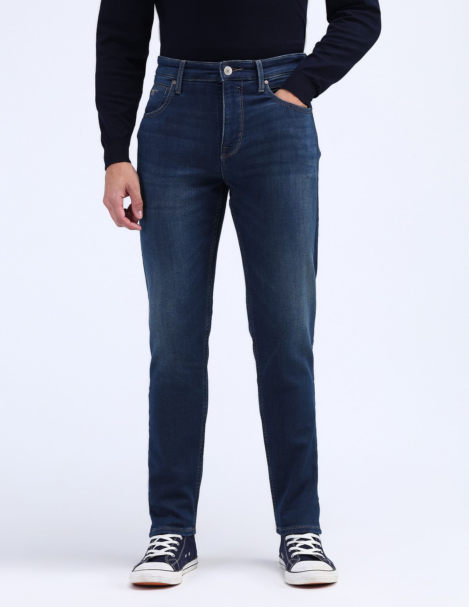 Flying Machine Slash Slim Tapered Fit Jeans