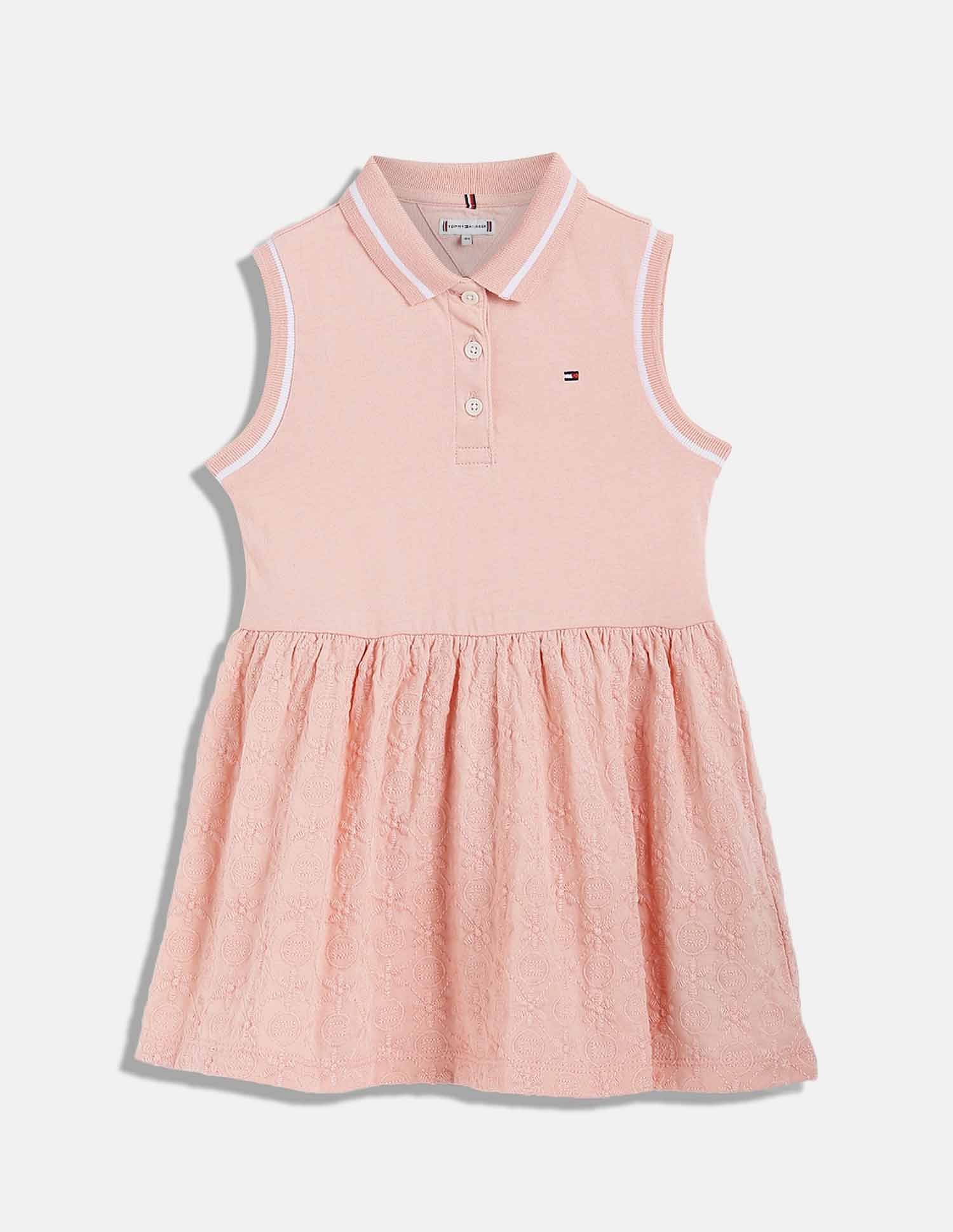 Tommy Hilfiger Kids Girls Embroidered Regular-Fit Cotton Dress