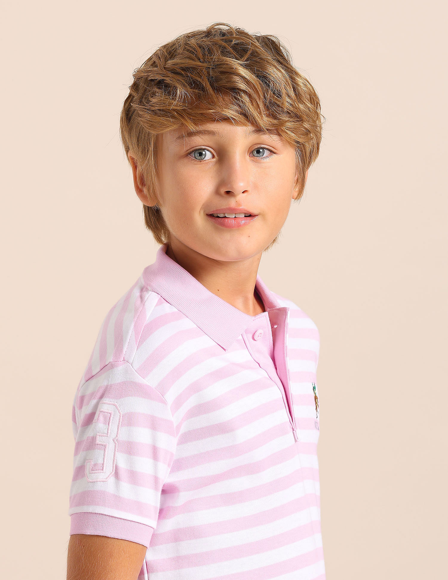 U.S. Polo Assn. Kids Boys Horizontal Striped Regular Fit Polo T shirt