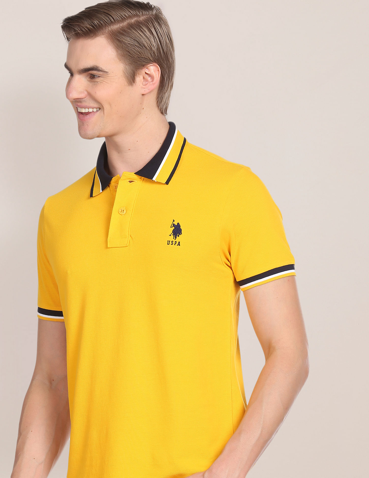 U.S. Polo Assn. Striped Collar Slim Fit Polo Shirt