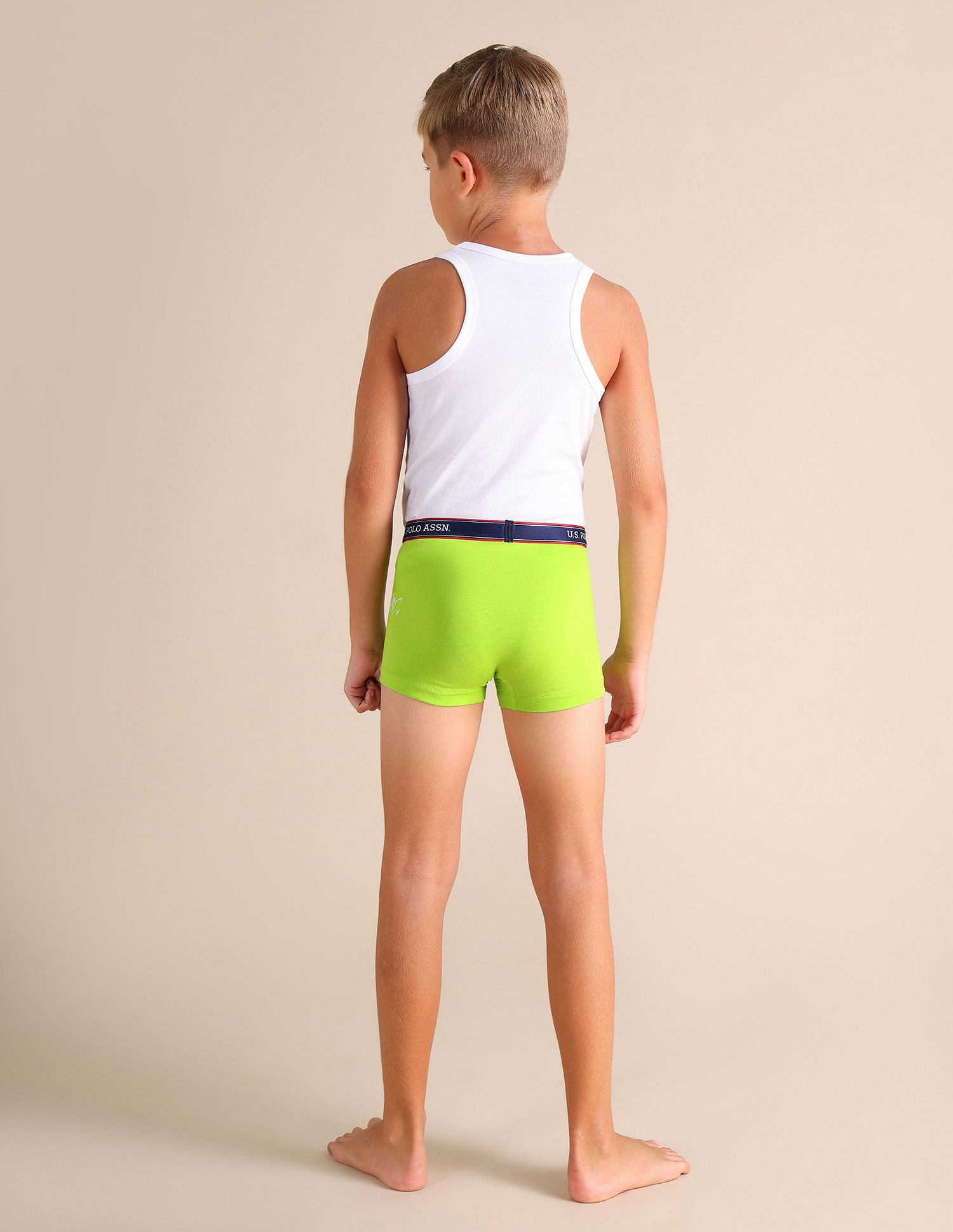 USPA Innerwear Boys Solid Cotton Spandex EKT03 Trunks - Pack Of 2