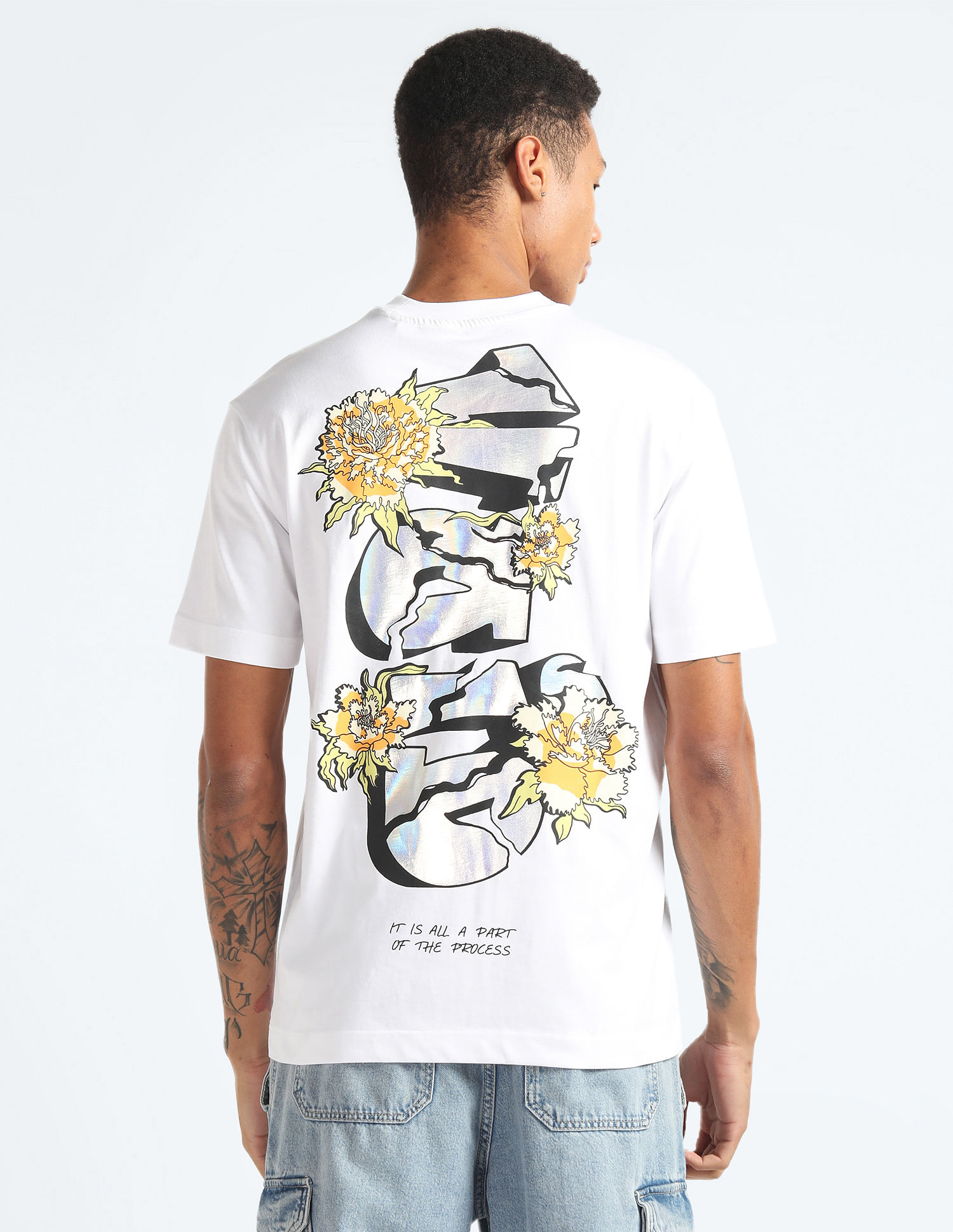 Flying Machine Graphic Foil Print Relaxed T-Shirt