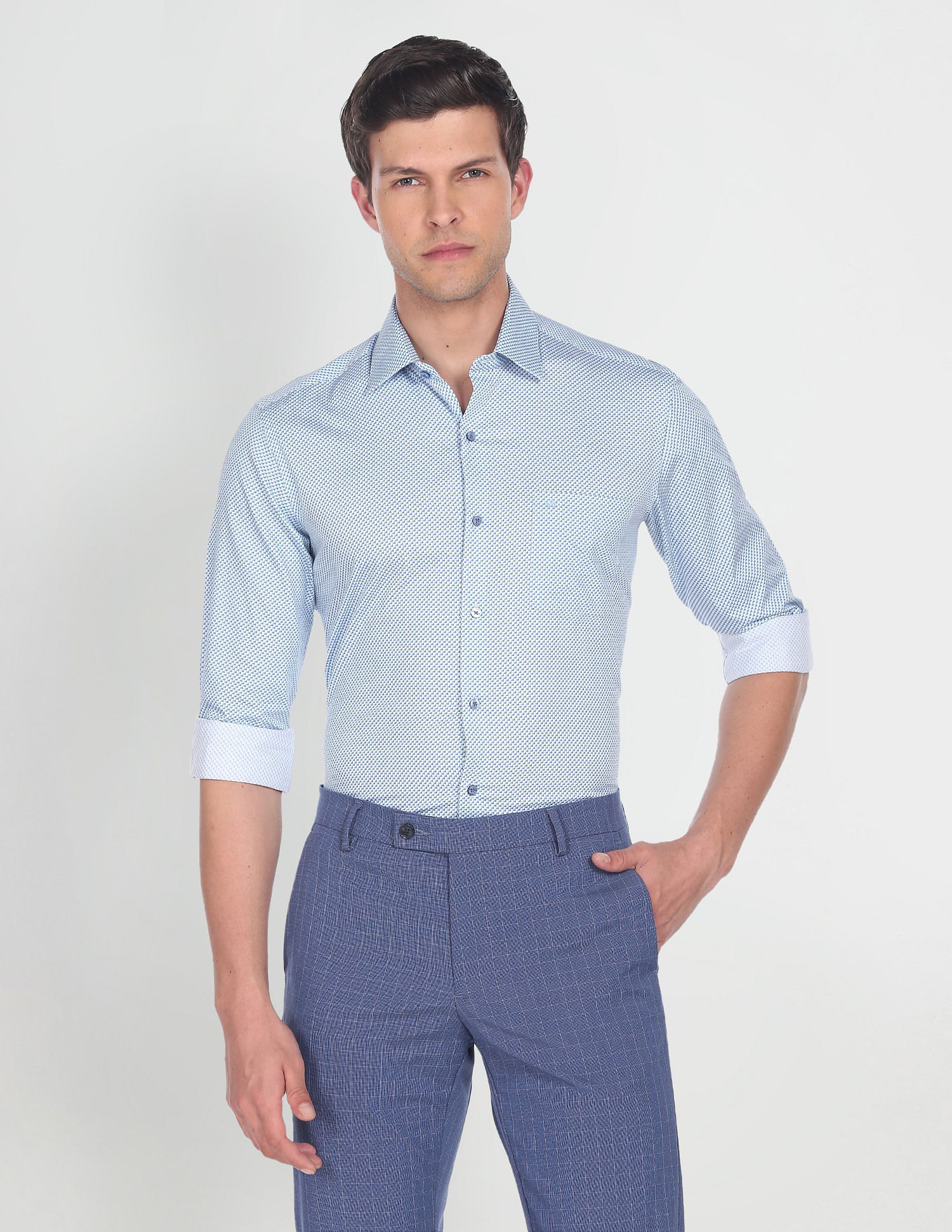 Arrow Geometric Print Dobby Shirt