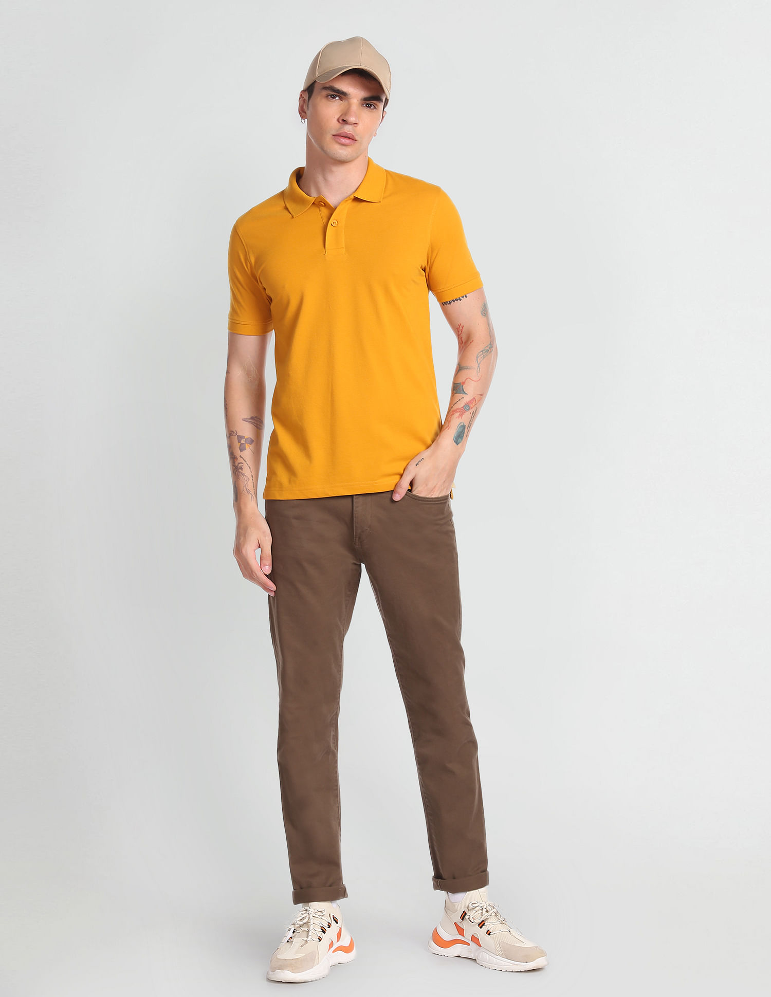 Flying Machine Solid Pique Polo Shirt