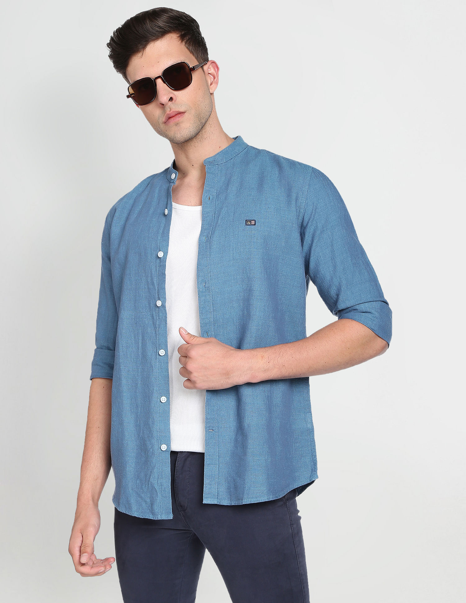 Buy Arrow Sports Heathered Herringbone Shirt - NNNOW.com