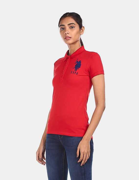 Polo Assn U.S Womens Cropped Polo Fashion Shirt 