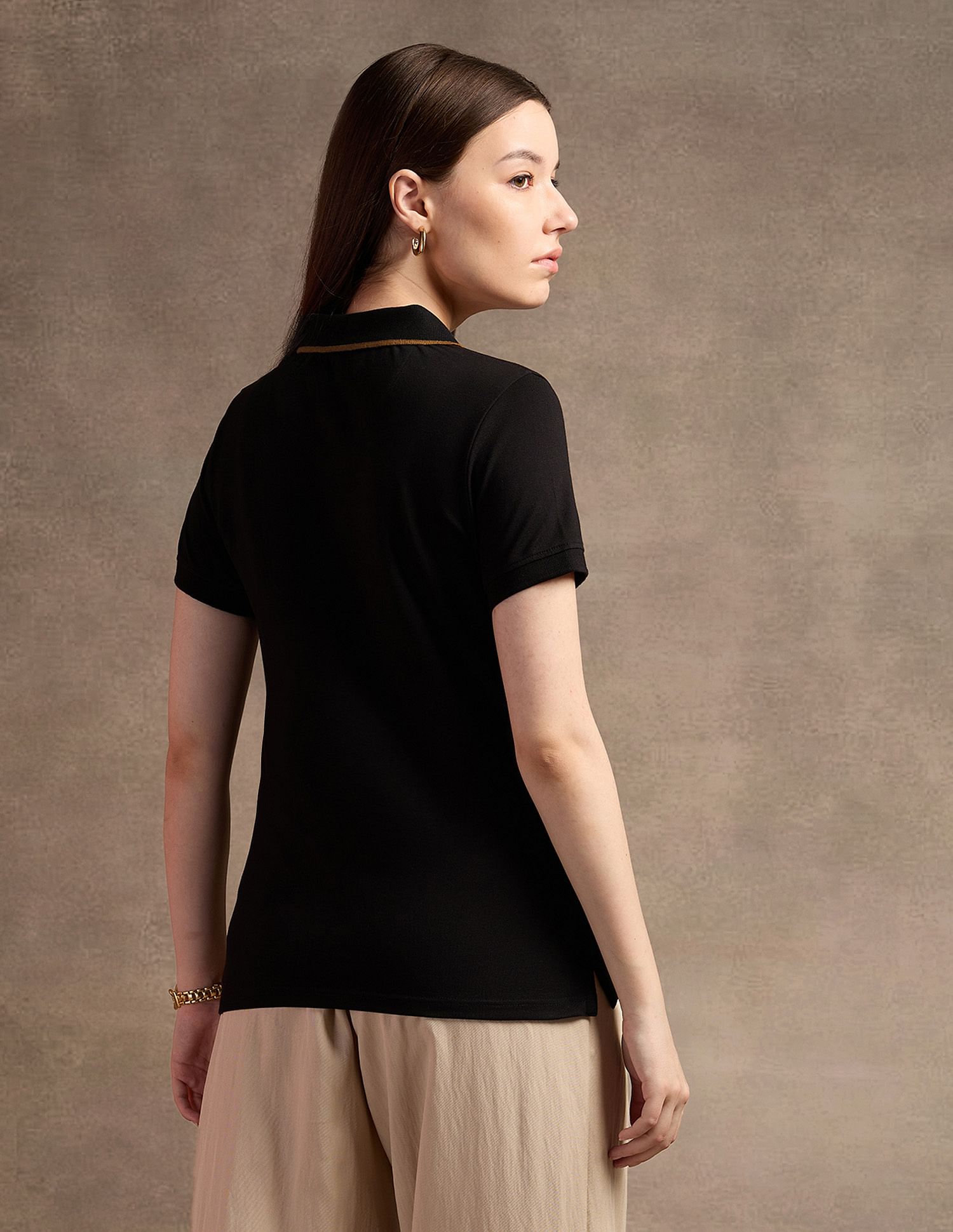 U.S. Polo Assn. Women Tipped Placket Polo Shirt