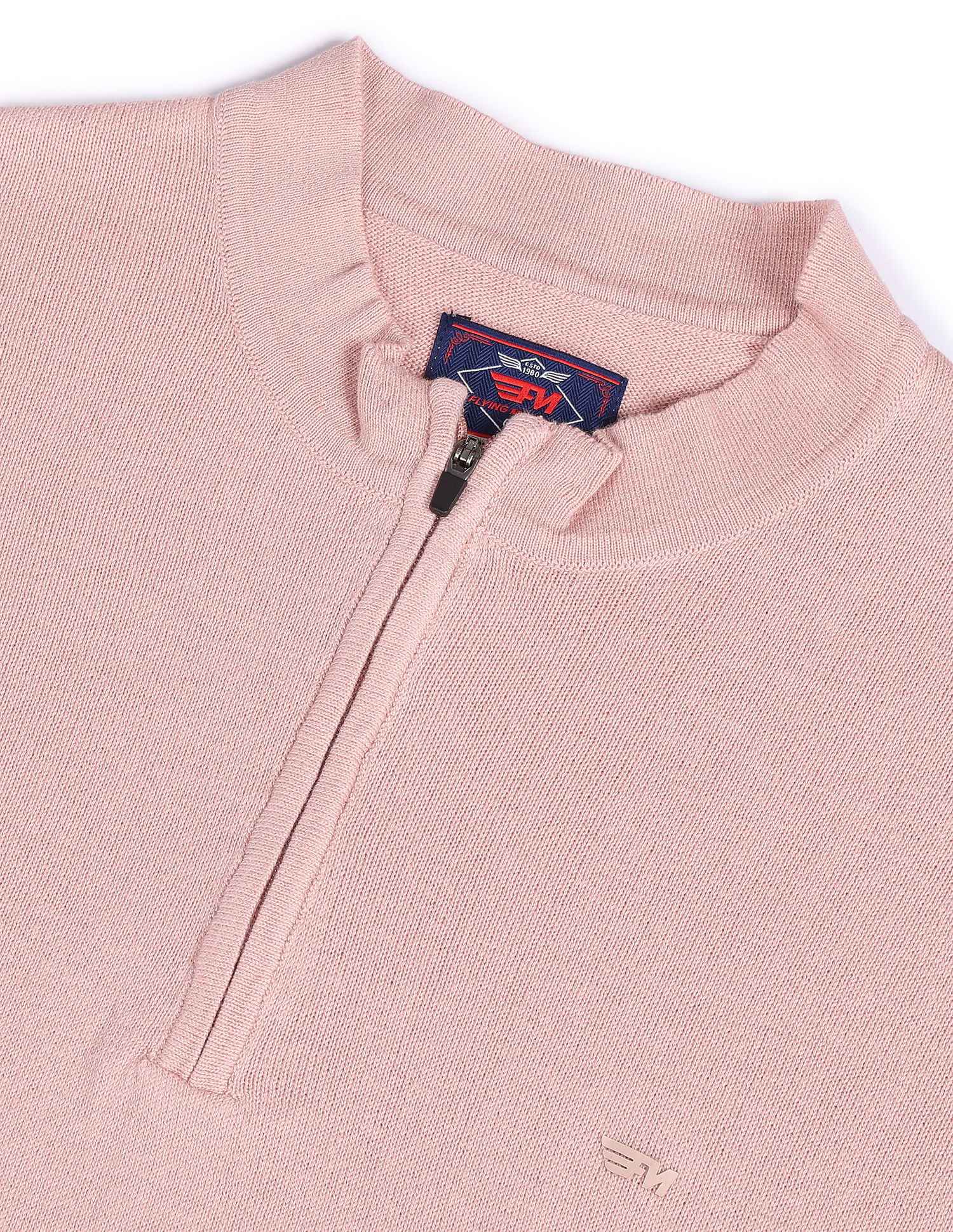 Flying Machine Mock Neck Solid T-Shirt