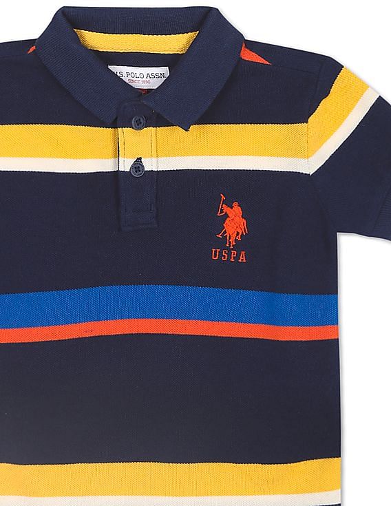 U.S. Polo Assn. Kids Boys Ribbed Collar Striped Polo Shirt