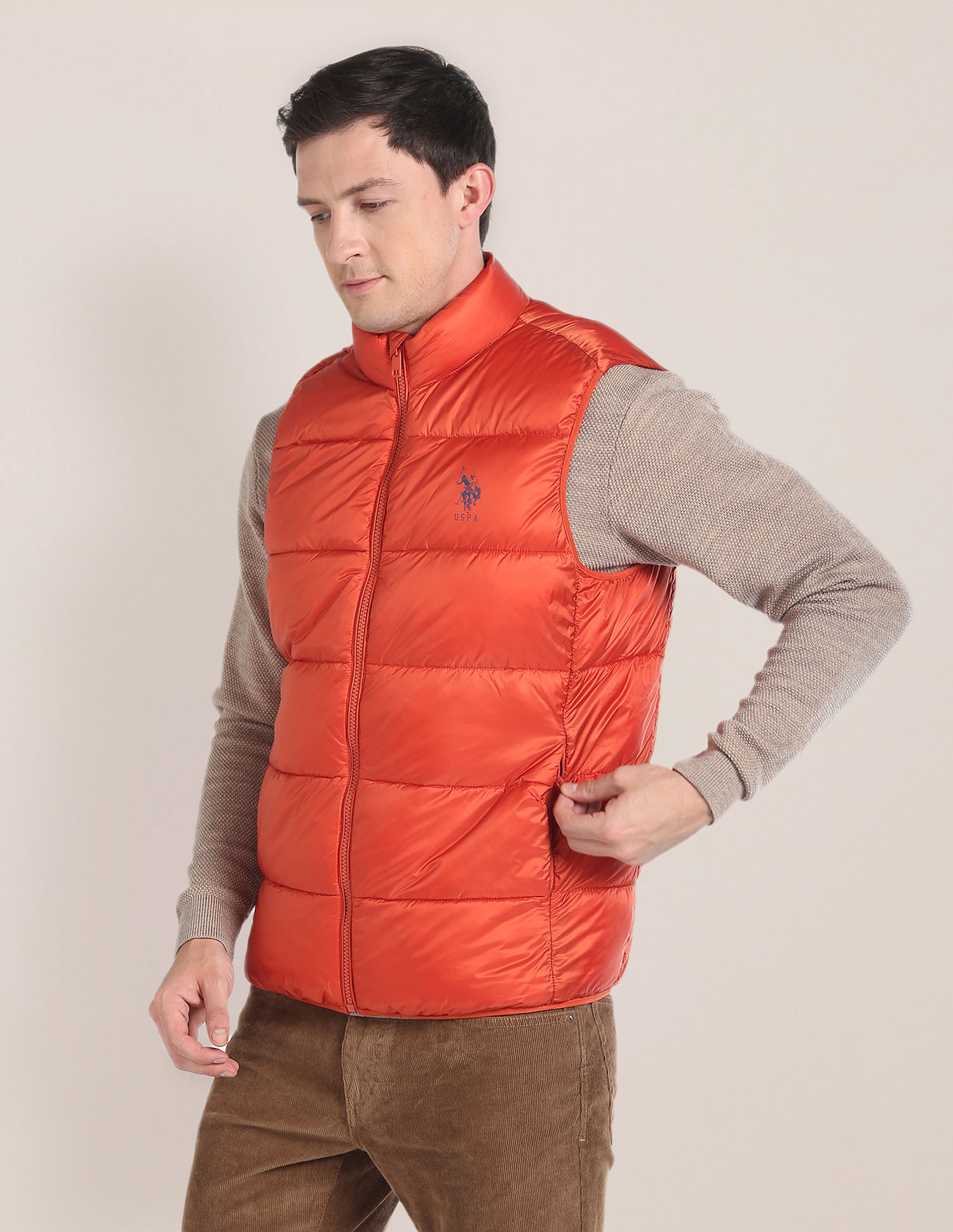 Orange polo store puffer jacket