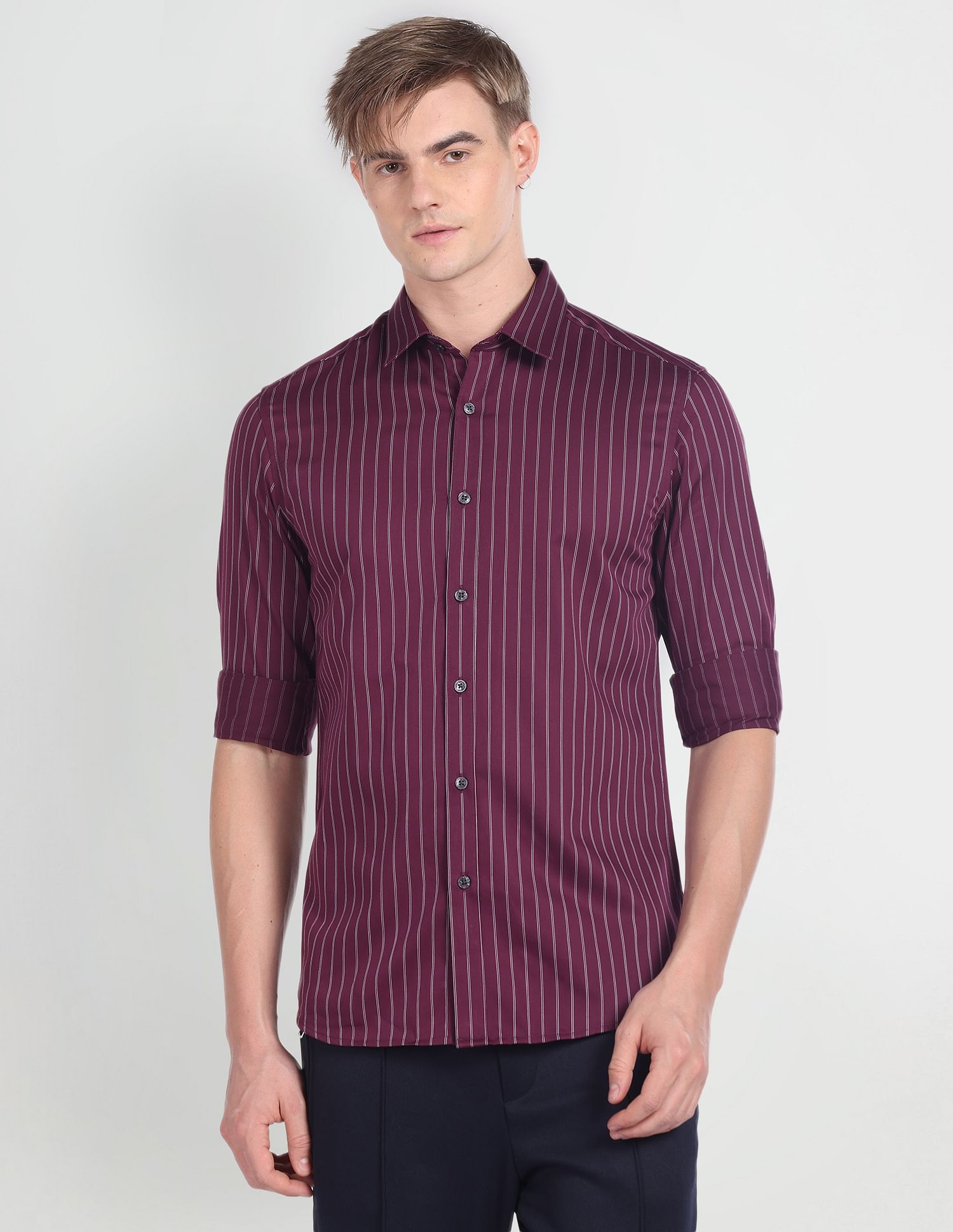 Flying Machine Vertical Stripe Slim Fit Shirt