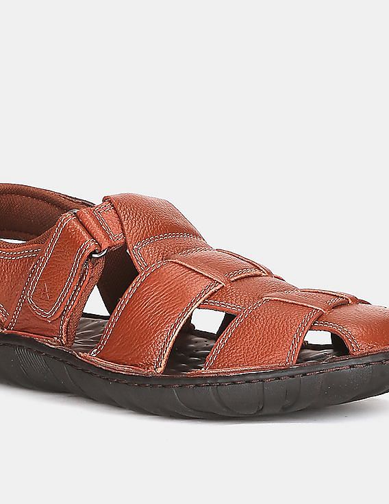 Mens leather crossover sandals hot sale