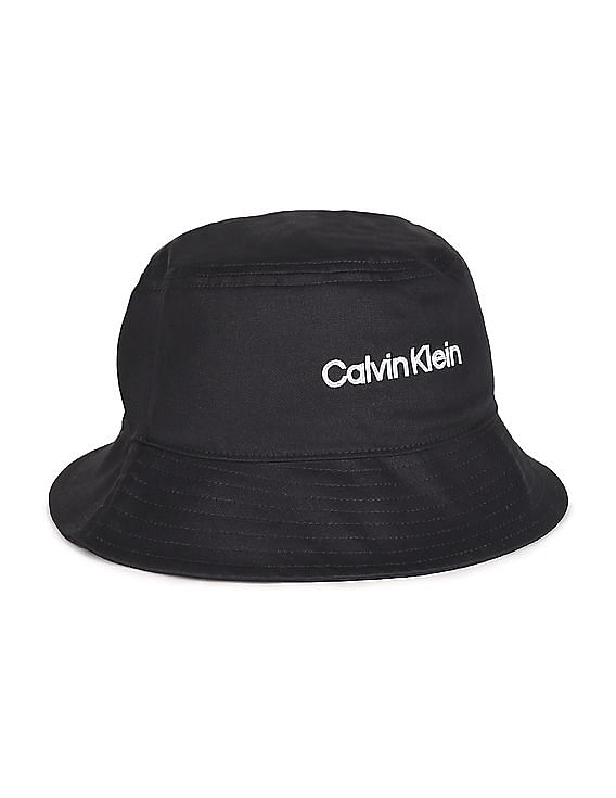 Buy Calvin Klein Men Black Cotton Brand Embroidered Bucket