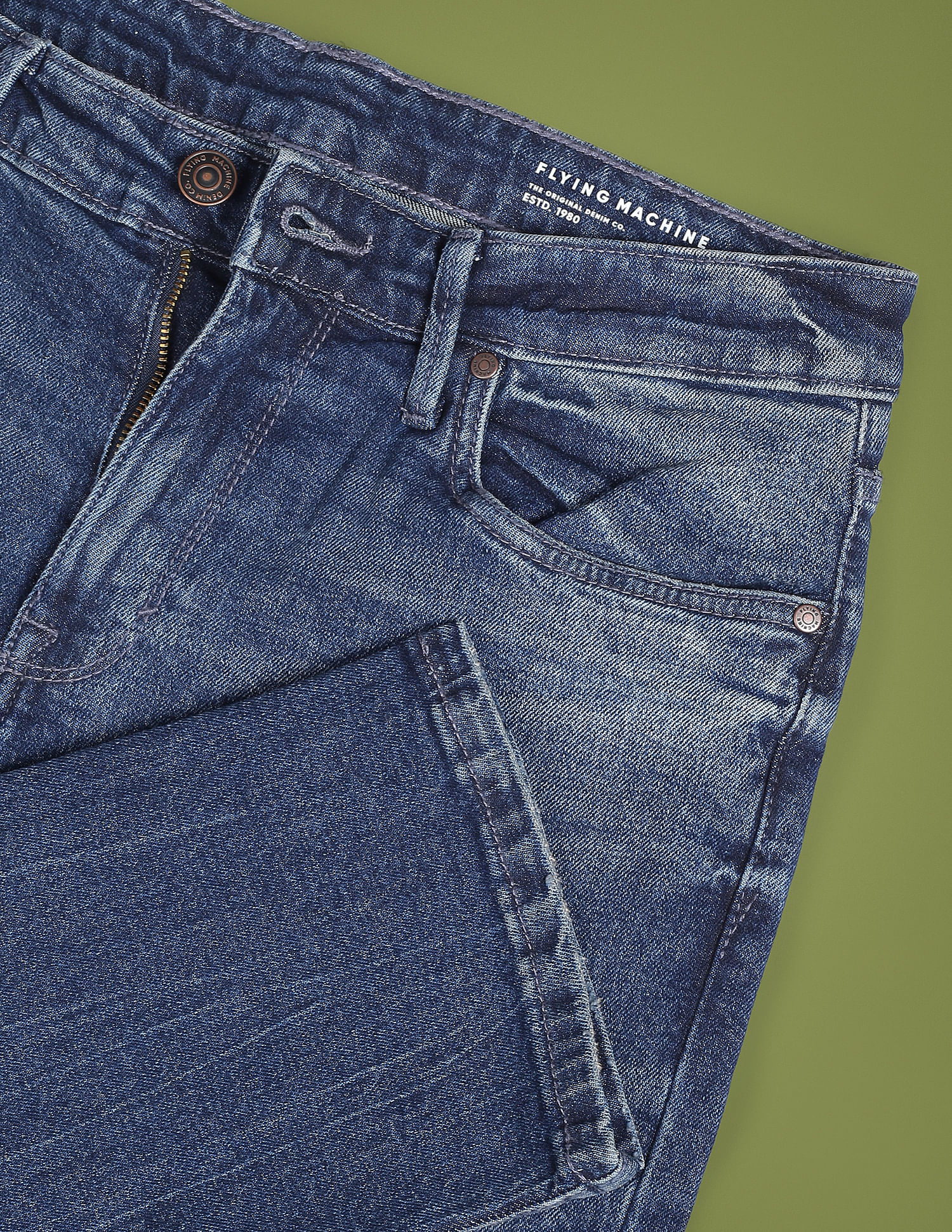 Flying Machine Freddie Slim Straight Fit Mid Rise Jeans