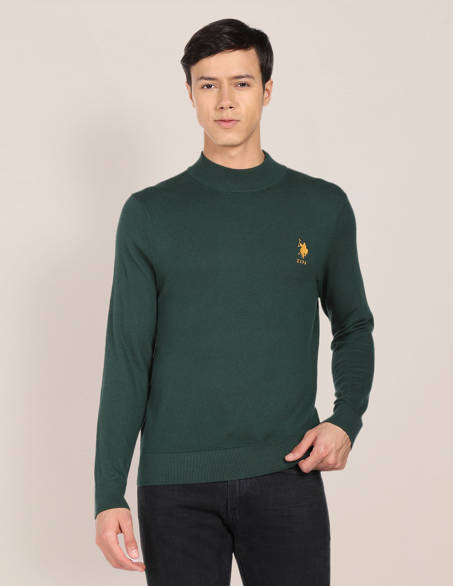 U.S. Polo Assn. Mock Neck Solid Sweater