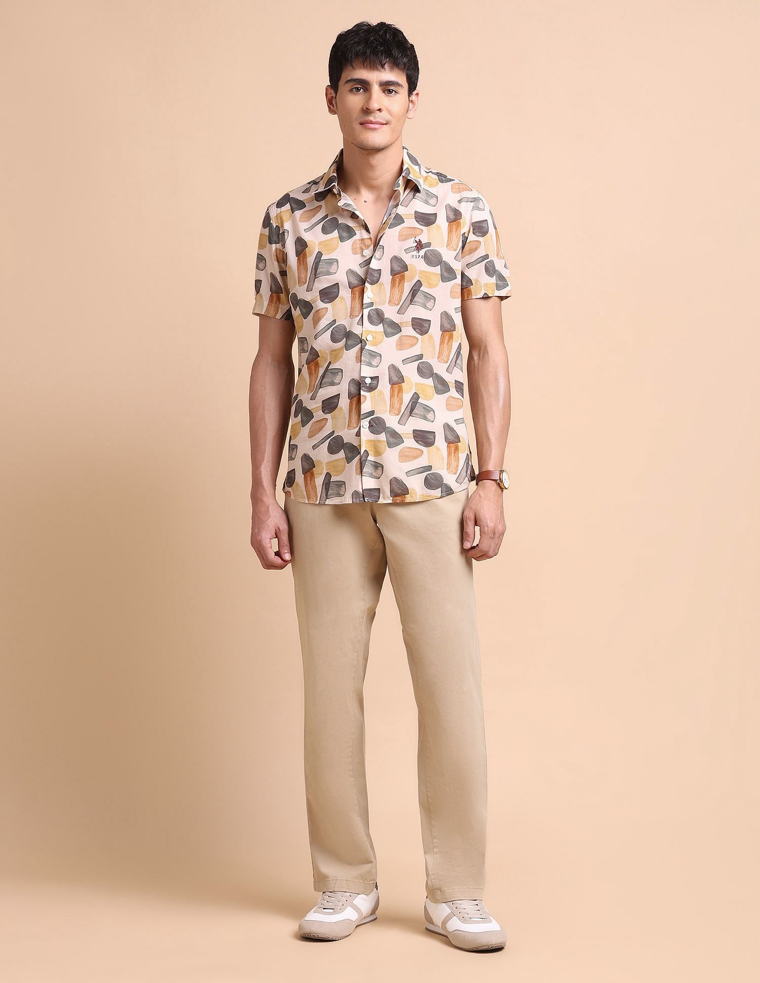 U.S. Polo Assn. Denim Co. Abstract Printed Slim Fit Shirt
