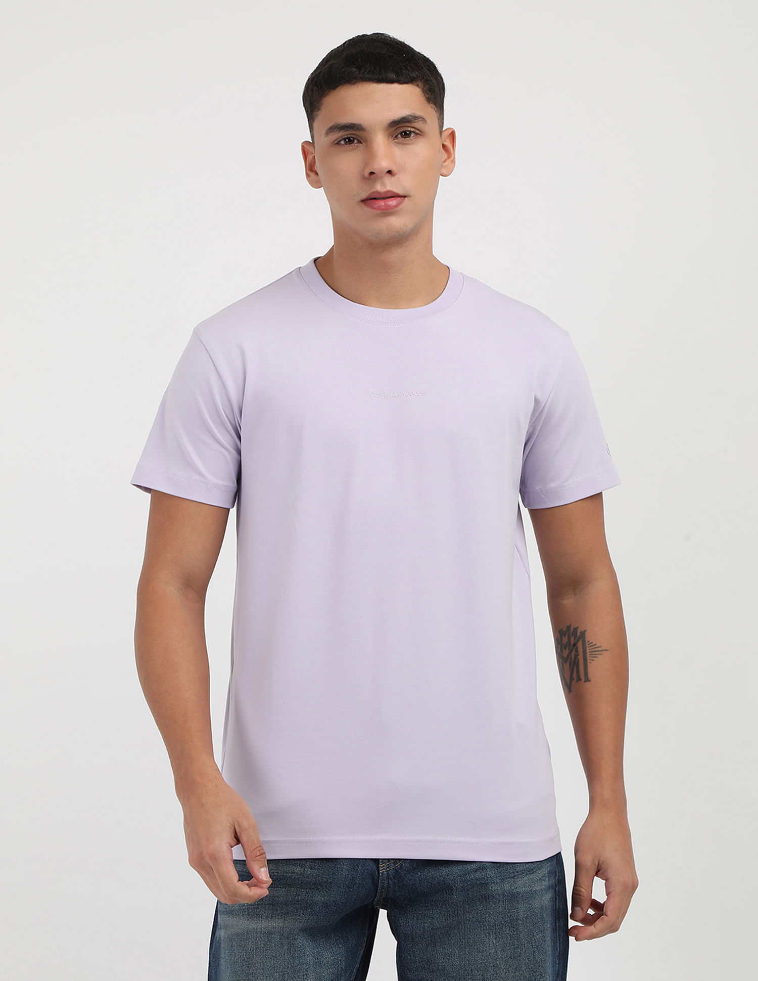 Calvin Klein Crew Neck Monogram Print T-Shirt