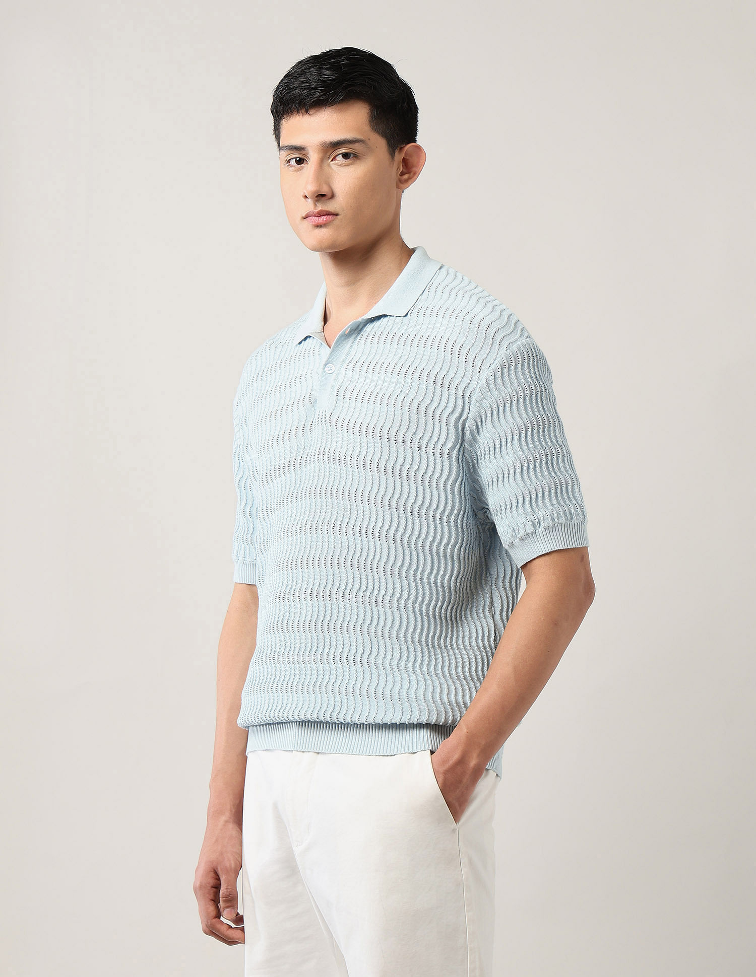 Arrow Relaxed Fit Textured Polo Shirt