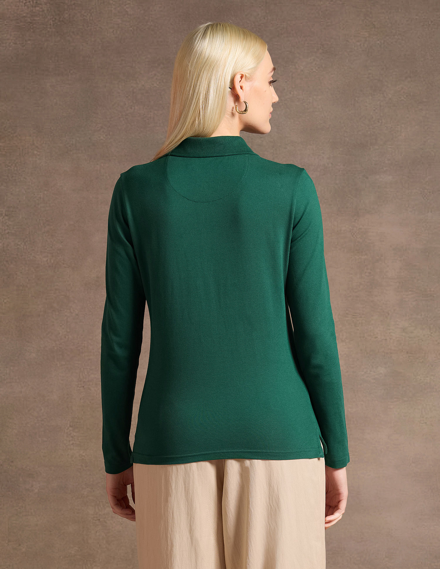 U.S. Polo Assn. Women Crest Logo Long Sleeve Polo Shirt