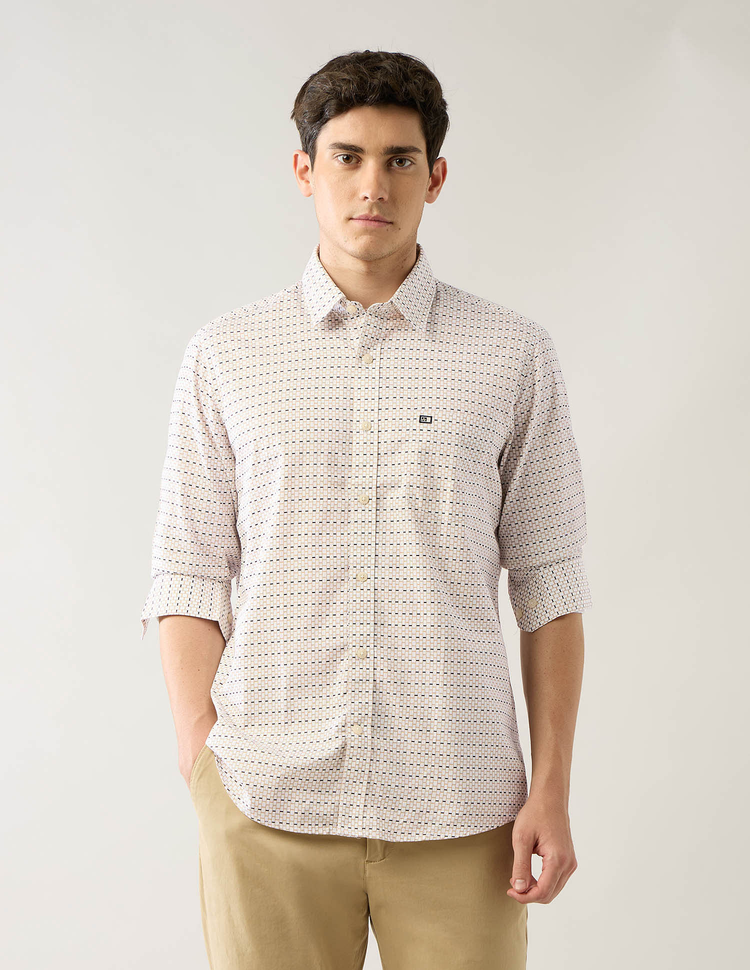 Arrow Sport Geometric Printed Printed Tailored Fit Shirt