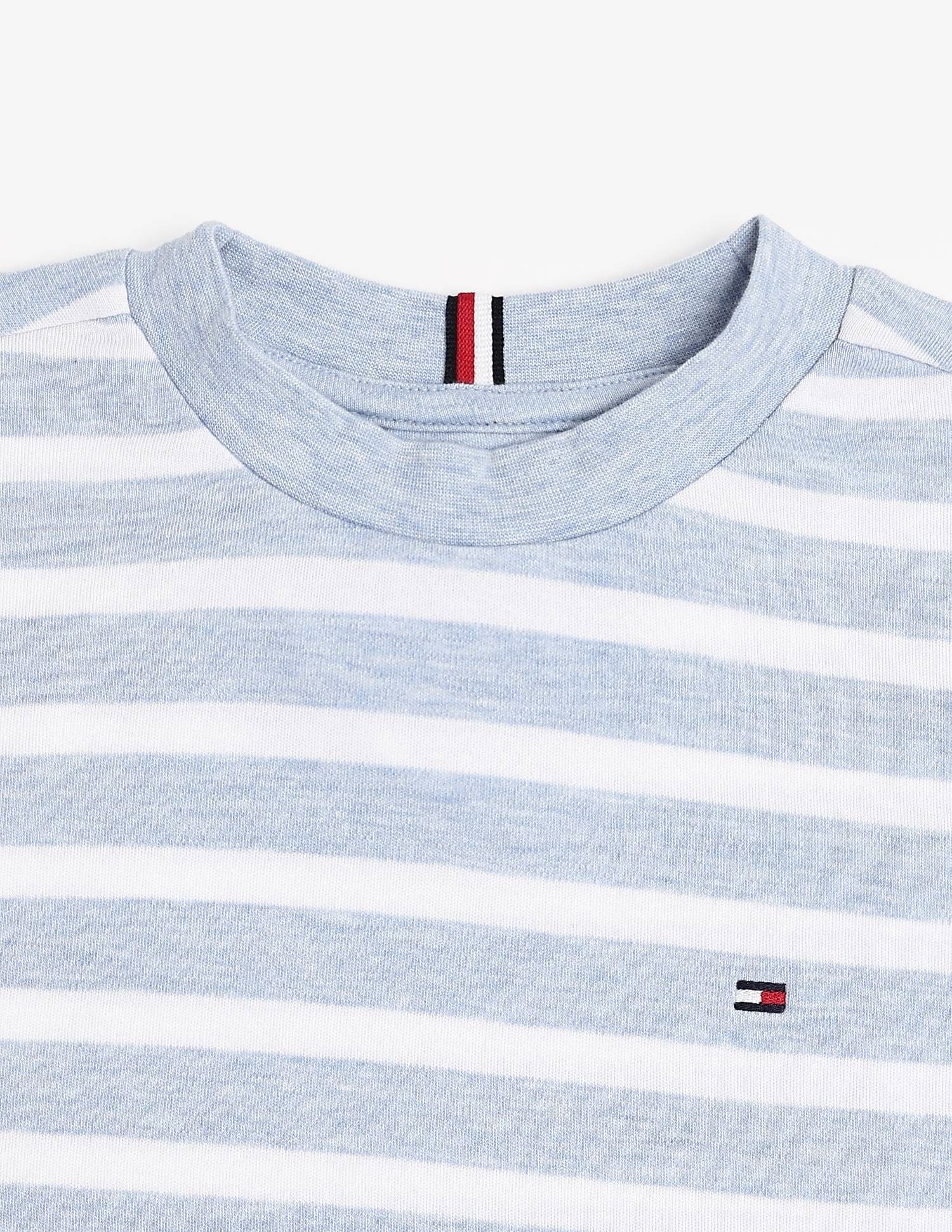 Tommy Hilfiger Kids Boys Logo Striped Regular Fit Cotton T-Shirt