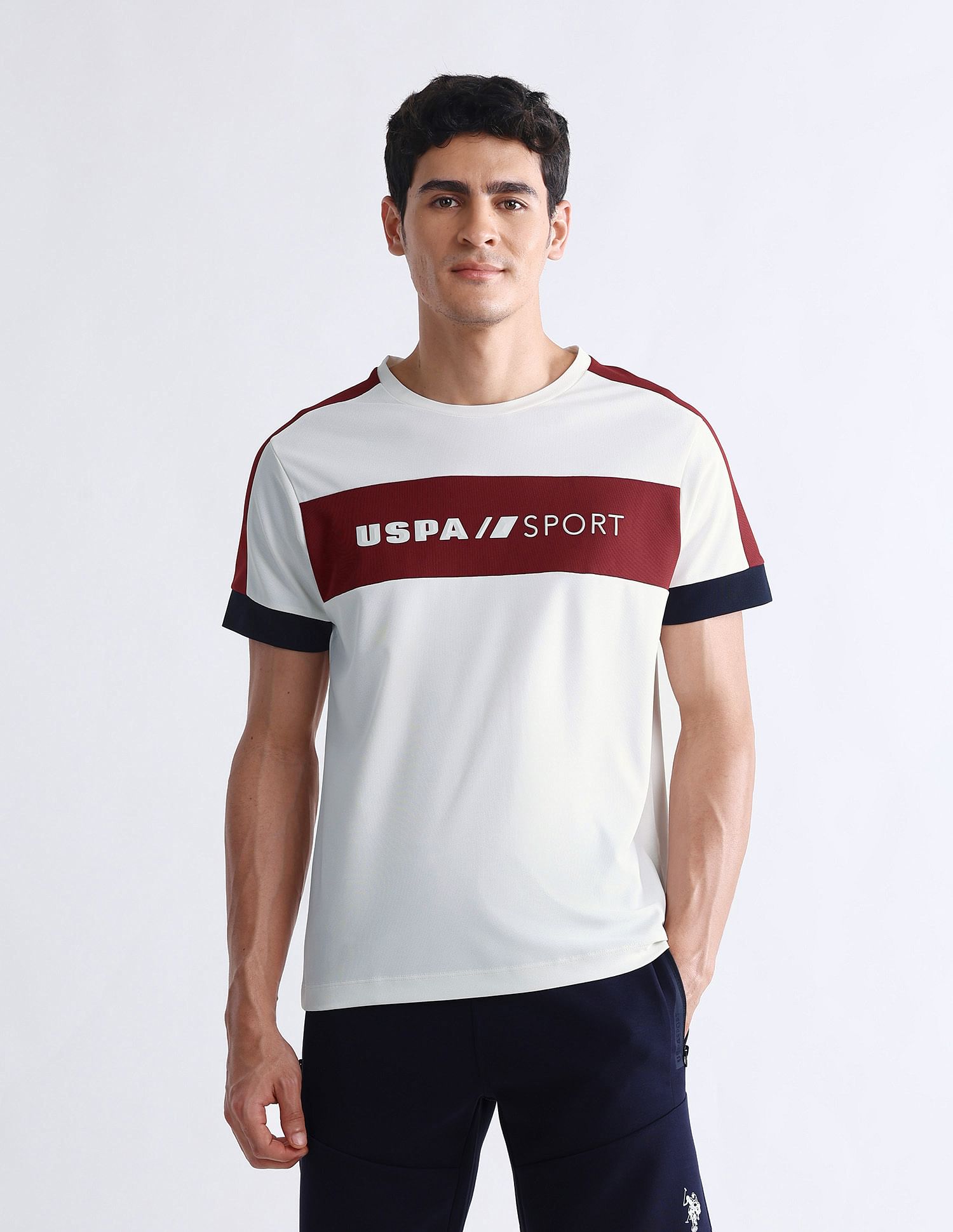 USPA Active Brand Embossed Slim Fit T-Shirt