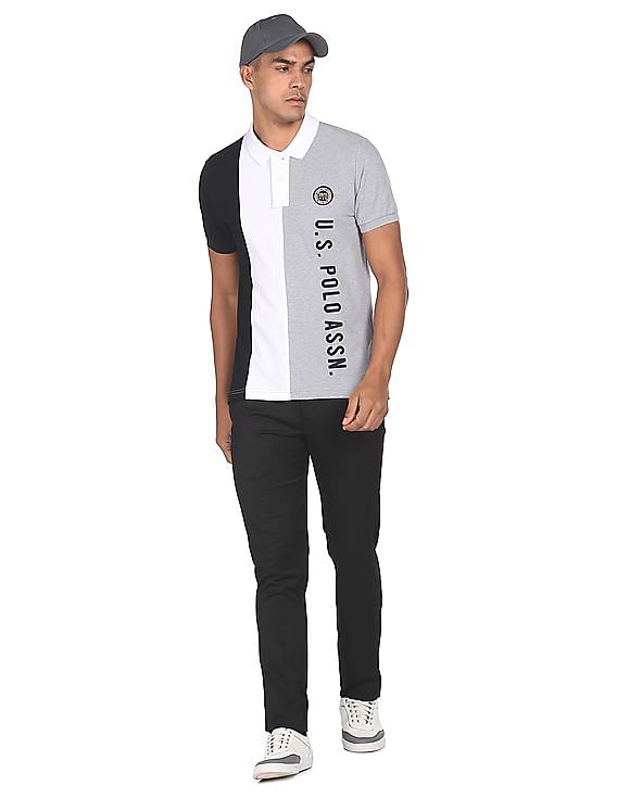 U.S. Polo Assn. Men Multi Colour Embroidered Logo Striped Polo Shirt