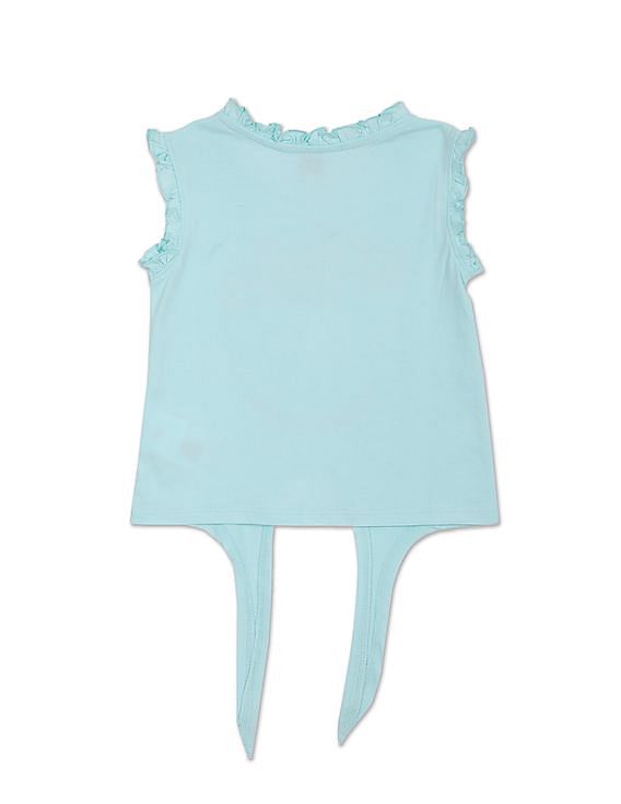 U.S. Polo Assn. Kids Girls Round Neck Sleeveless Brand Print T-Shirt