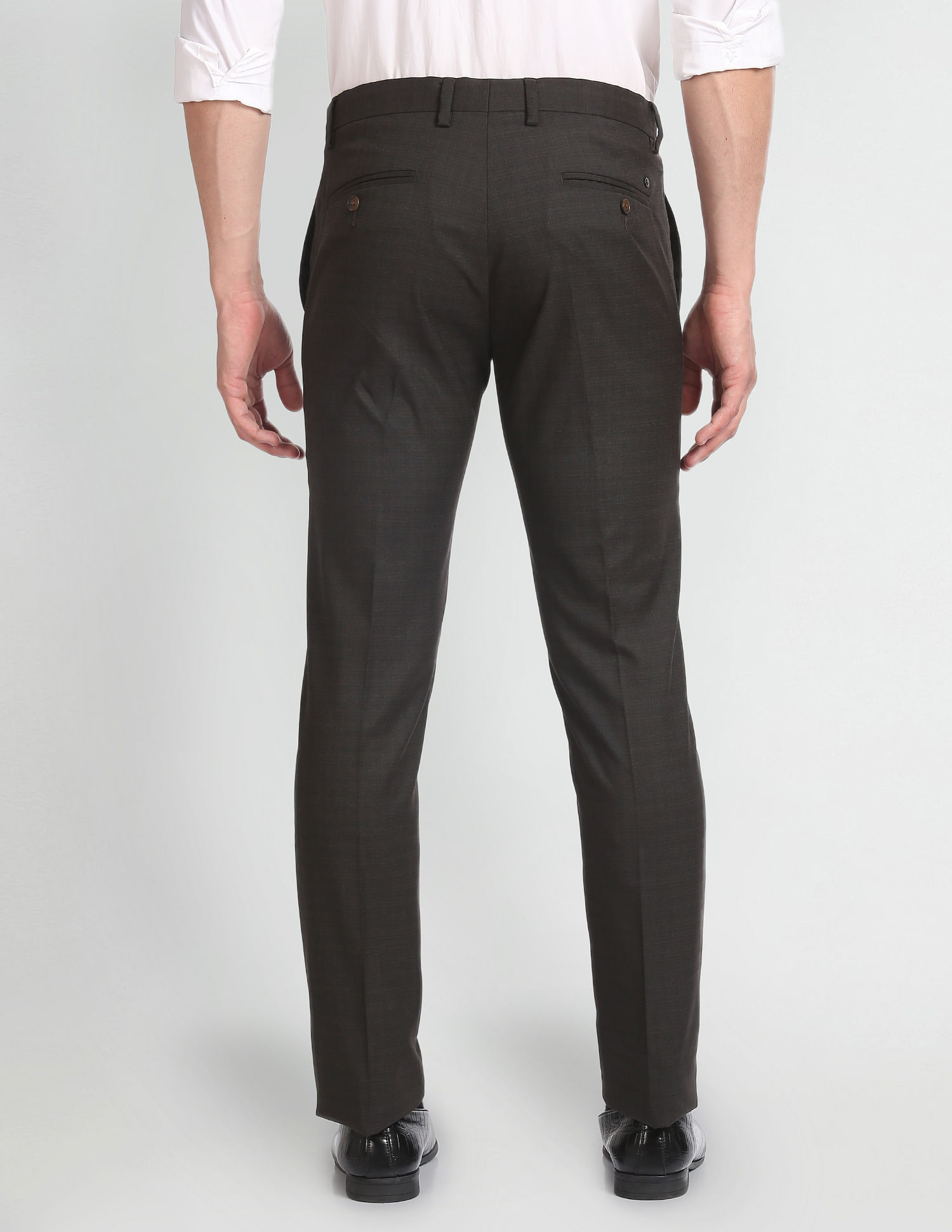 Arrow Tailored Regular Fit Solid Formal Trousers