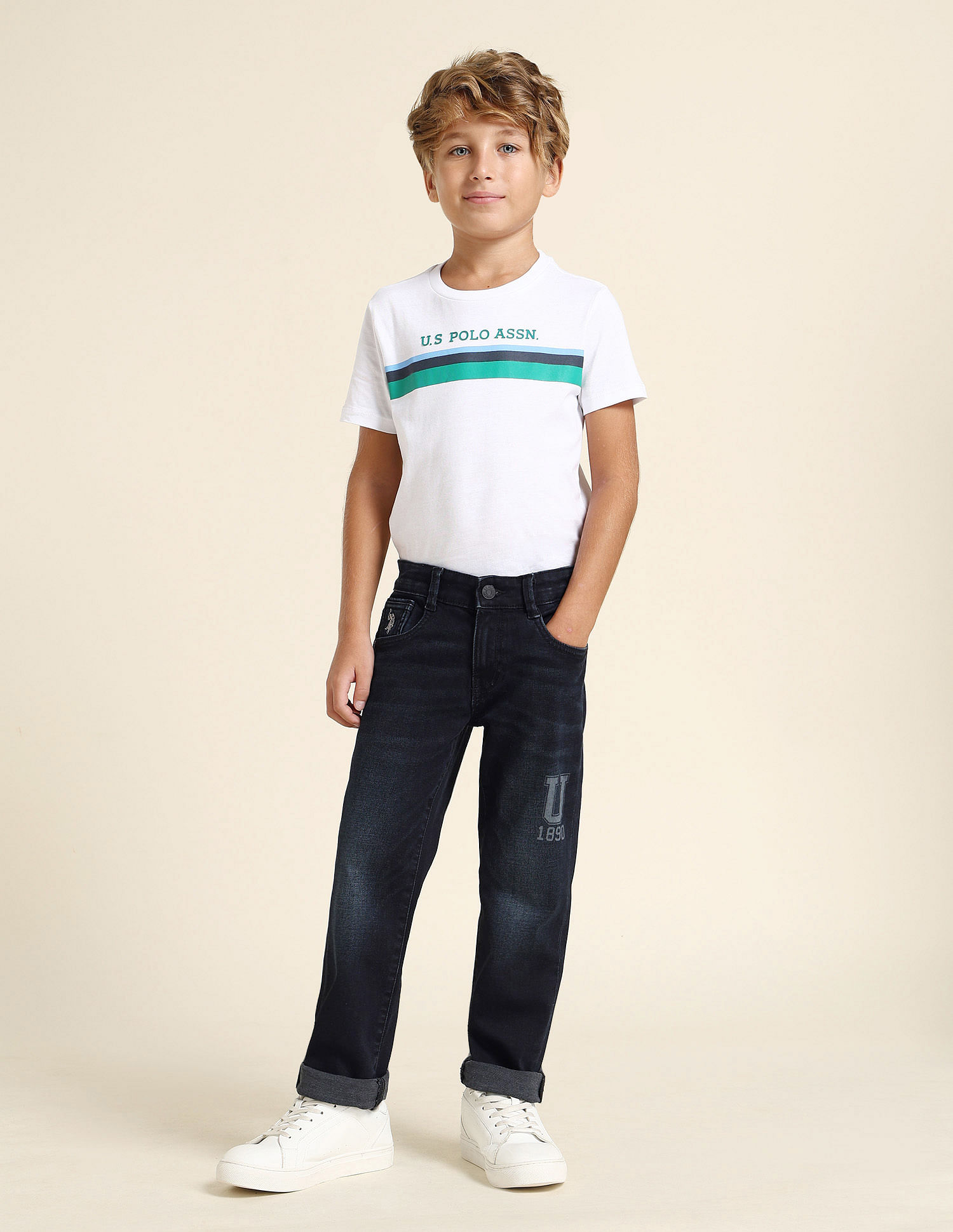 U.S. Polo Assn. Kids Boys Relaxed Fit Blue Jeans