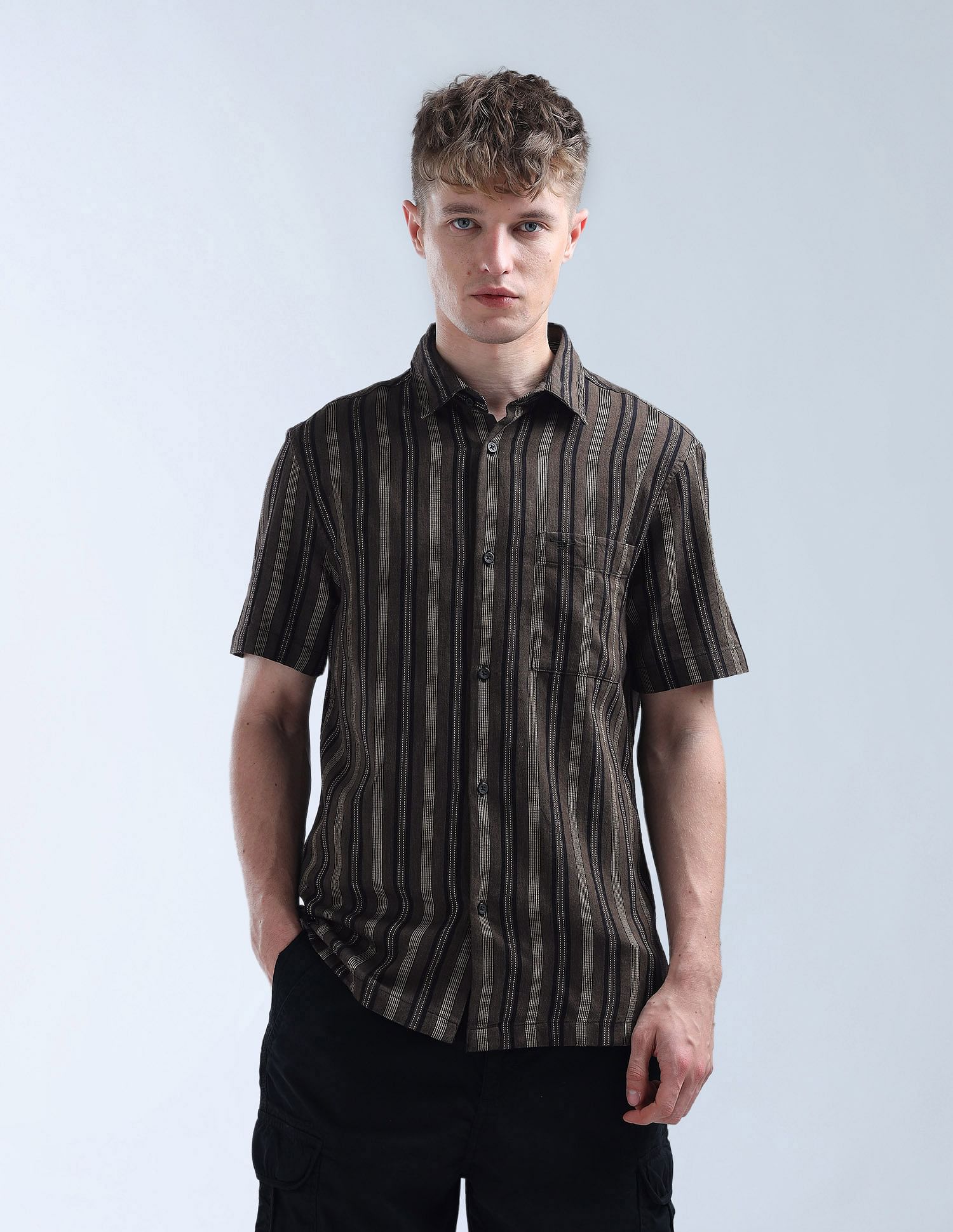 Flying Machine Vertical Striped Color Of Home Shirt