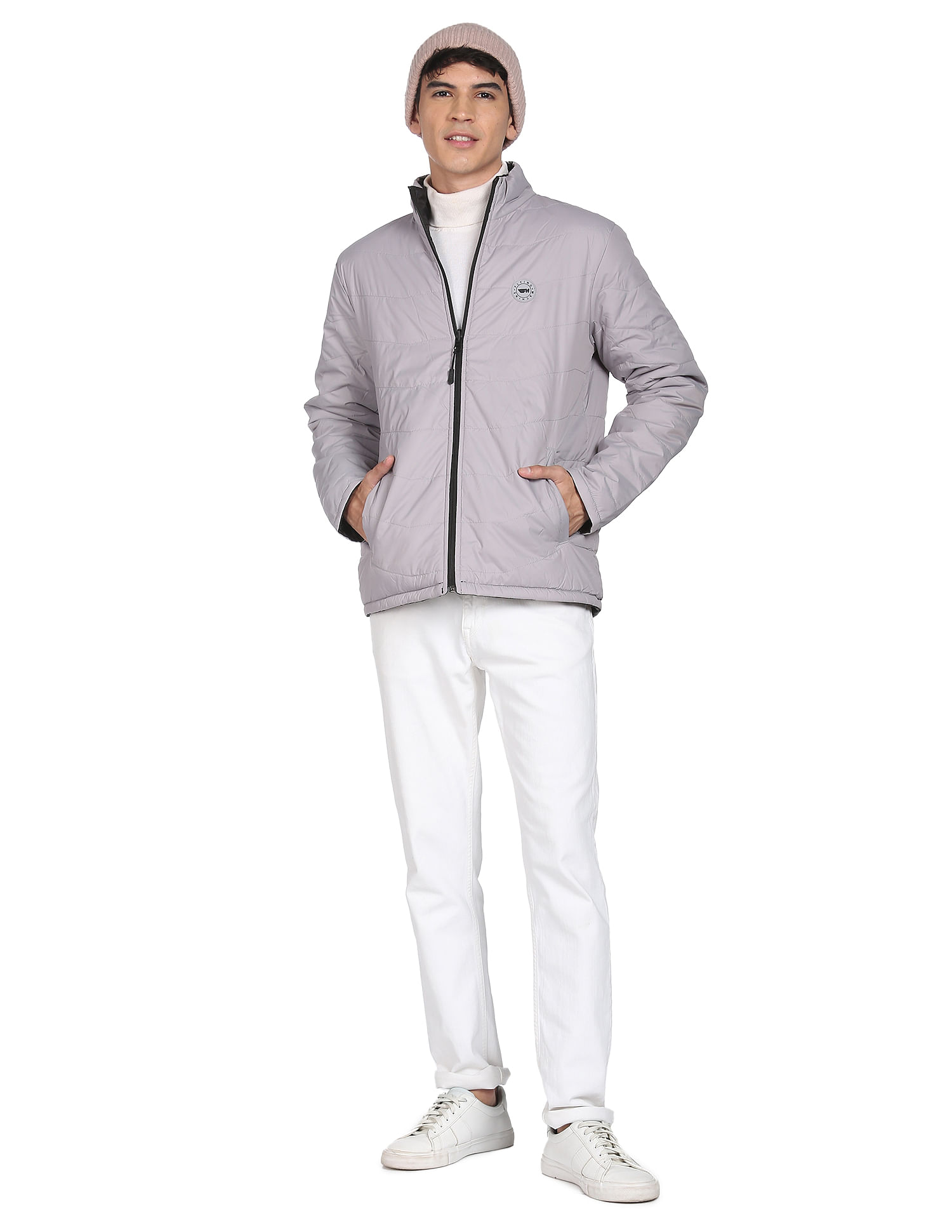 Flying Machine High Neck Solid Reversible Jacket
