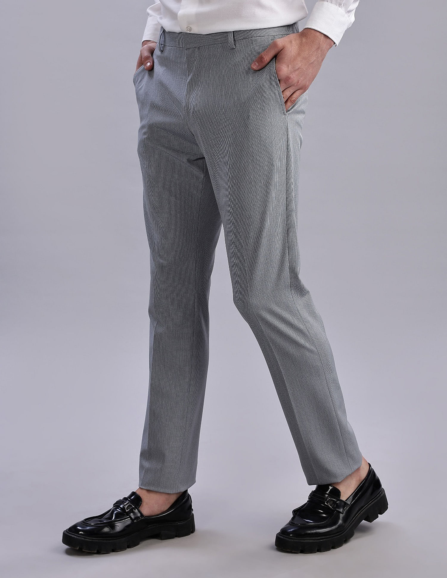 Tommy Hilfiger Regular-Fit Self-Design Mid Rise Trousers