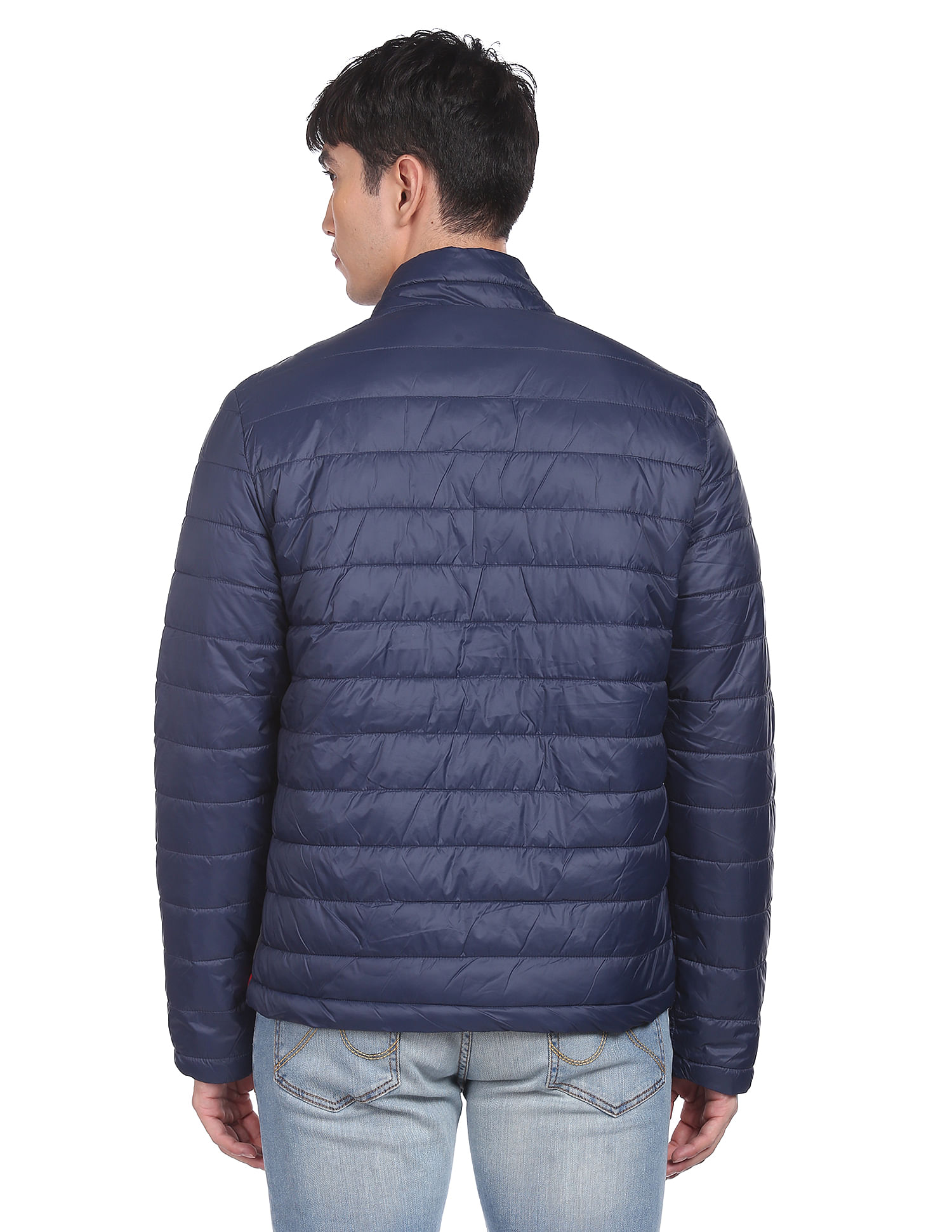 Flying Machine High Neck Colour Block Padded Jacket