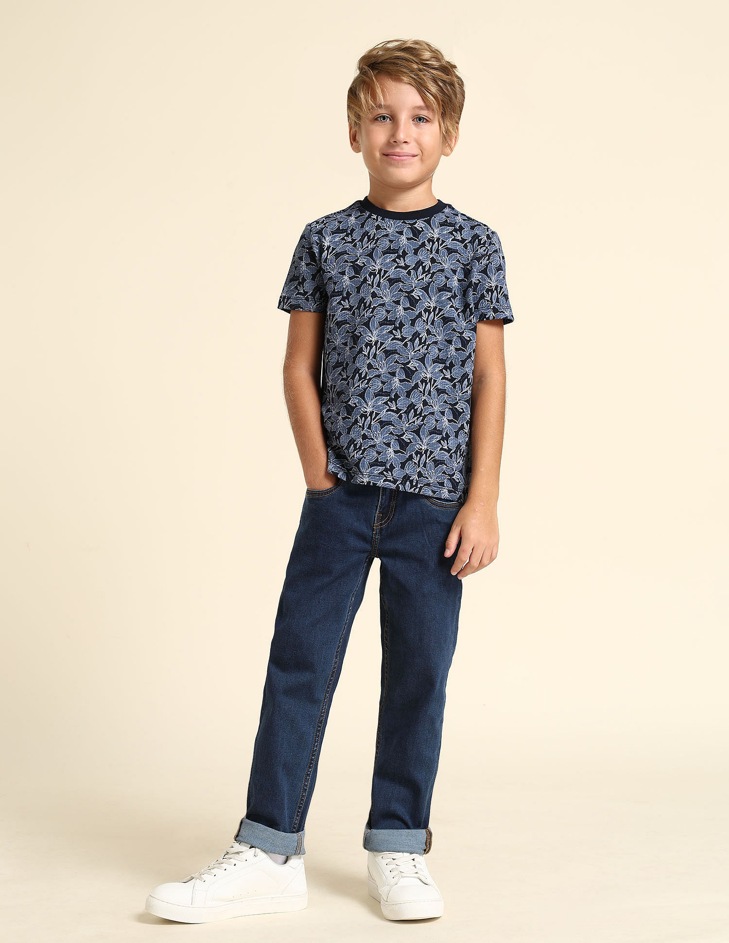 U.S. Polo Assn. Kids Boys All Over Printed Regular Fit T-Shirt