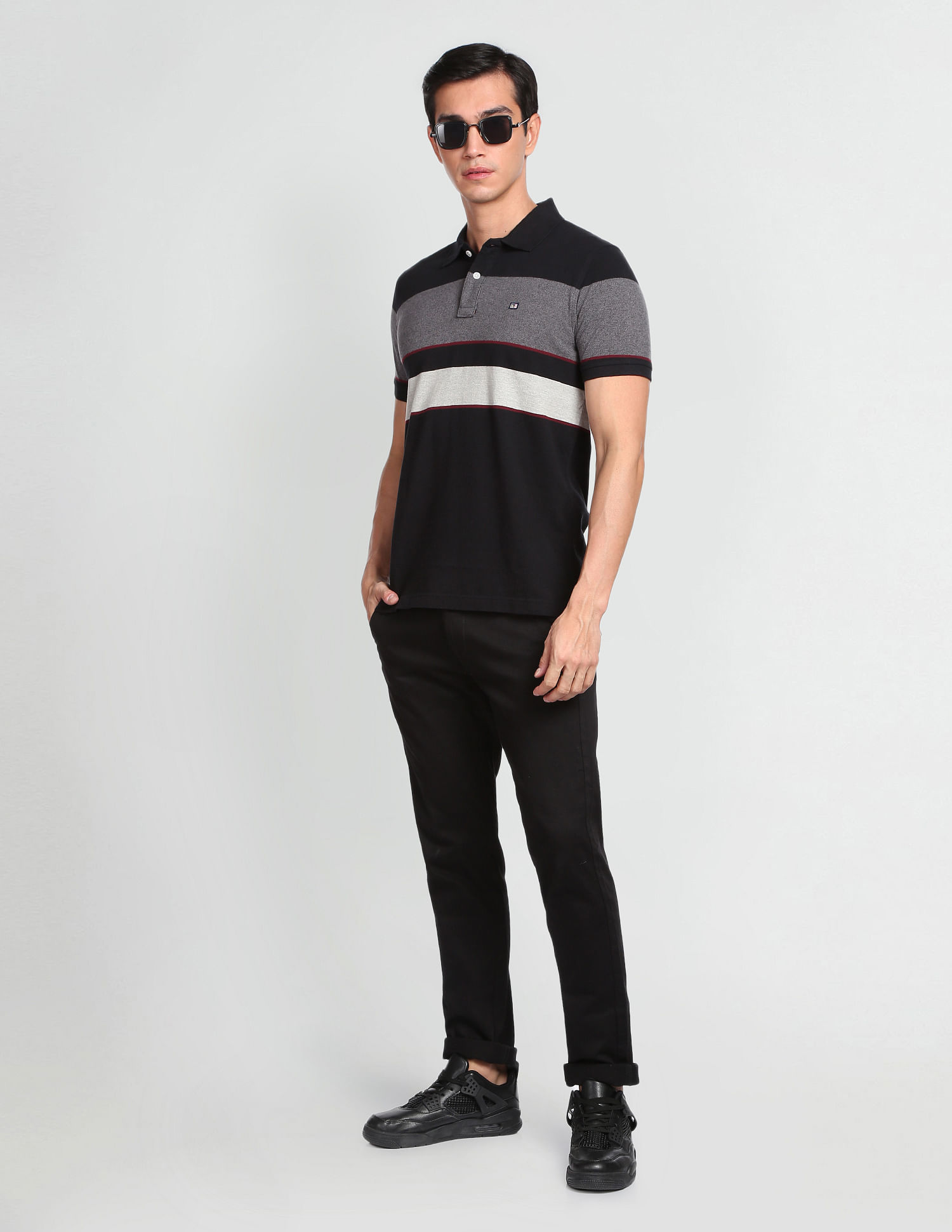 Arrow Sports Horizontal Stripe Cotton Polo Shirt