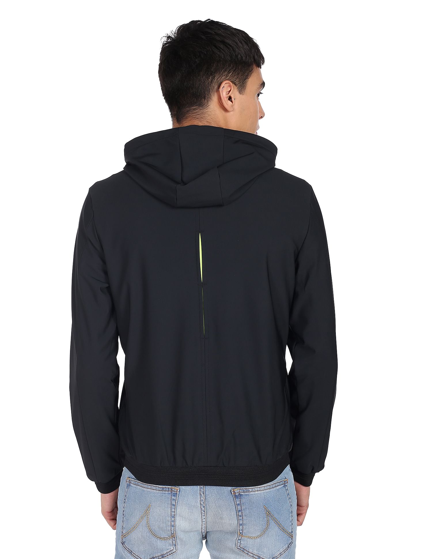 Flying Machine Panelled Solid Hooded Jacket