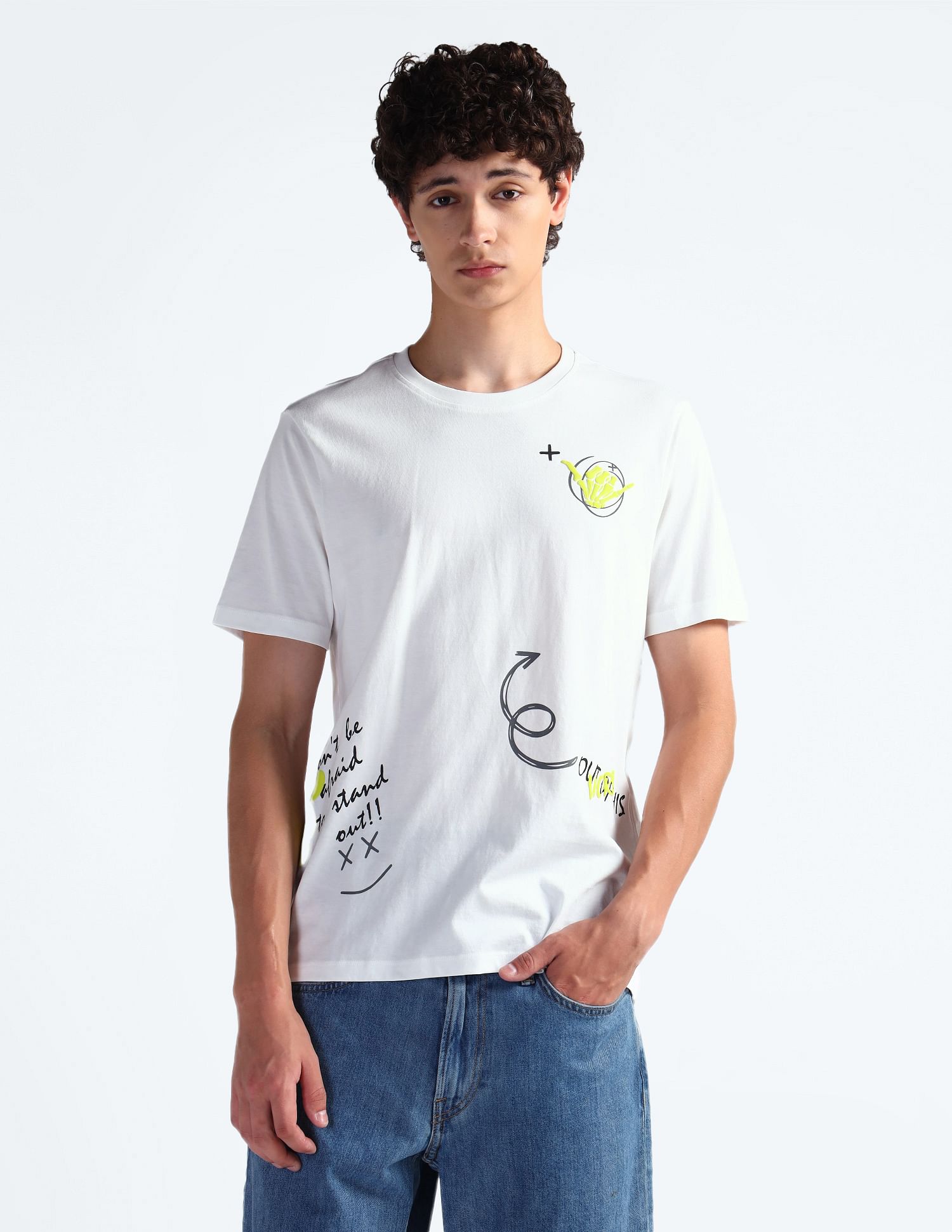 Flying Machine Graphic Print Cotton T-Shirt