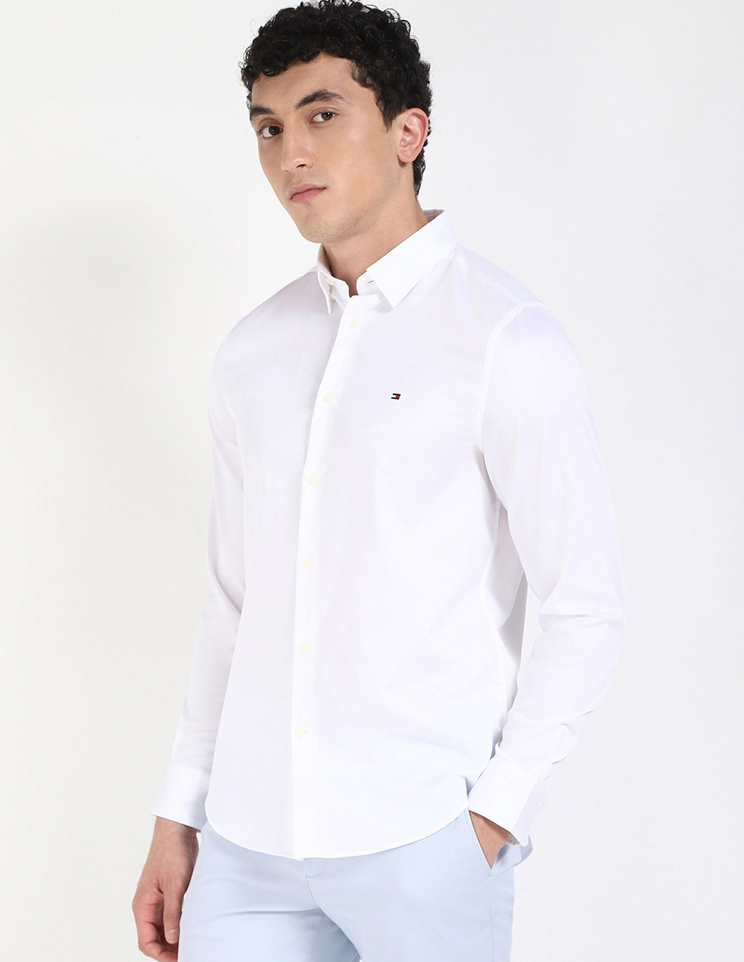 Tommy Hilfiger Solid Regular Fit Sateen Woven Shirt