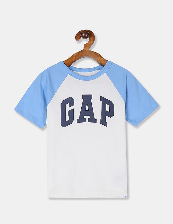 Buy GAP Boys White Logo Raglan T Shirt NNNOW